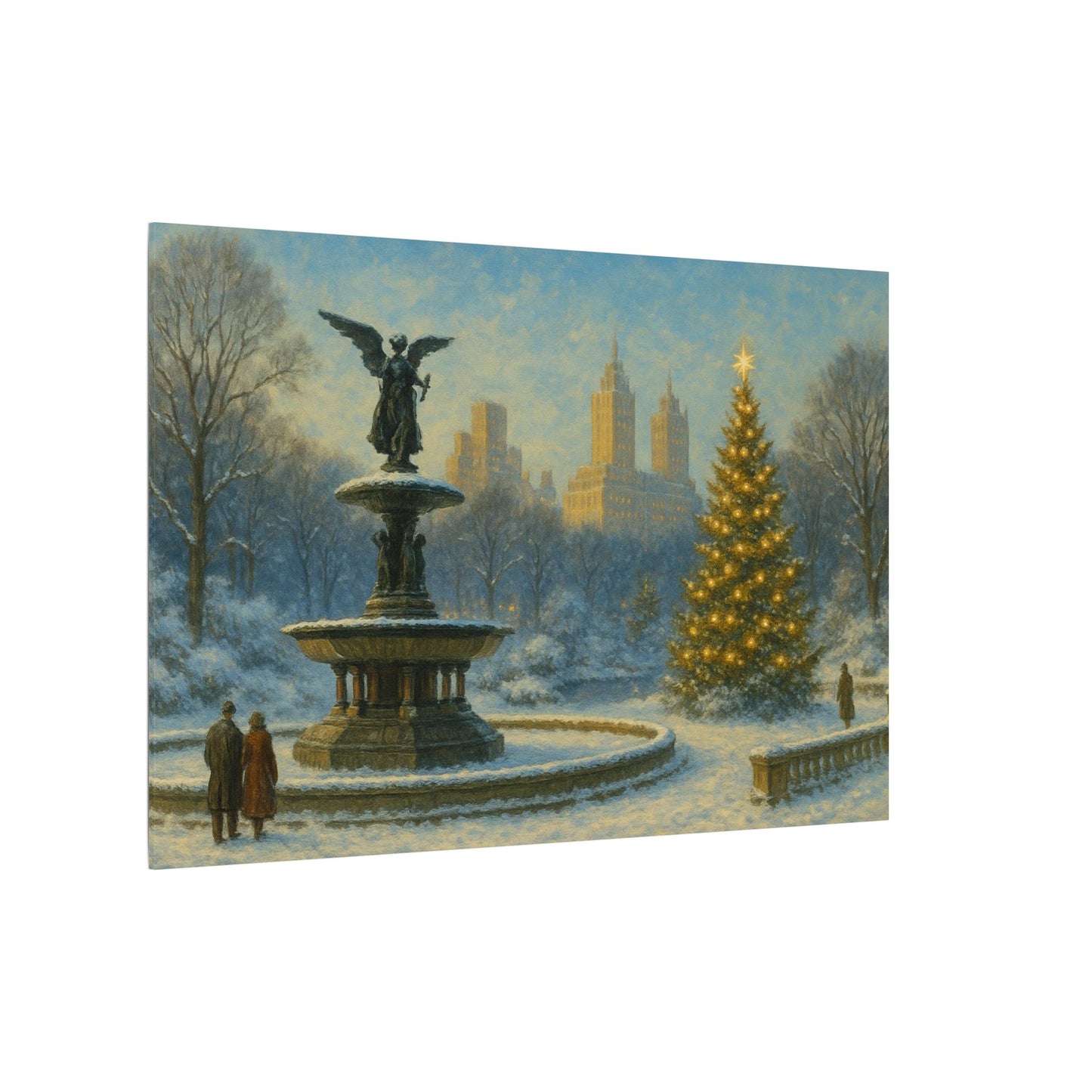 Vintage Christmas's Canvas, Bethesda Terrace Christmas Canvas Print, Central Park NYC  Art