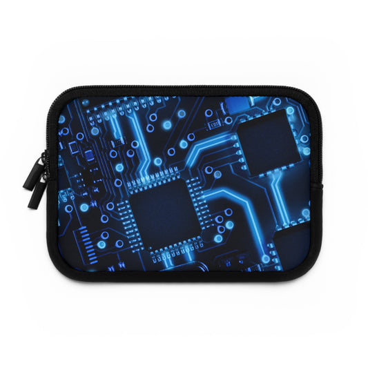 Blue Abstract Laptop Sleeve, Modern Circuit Board Case, Stylish Protective Cover