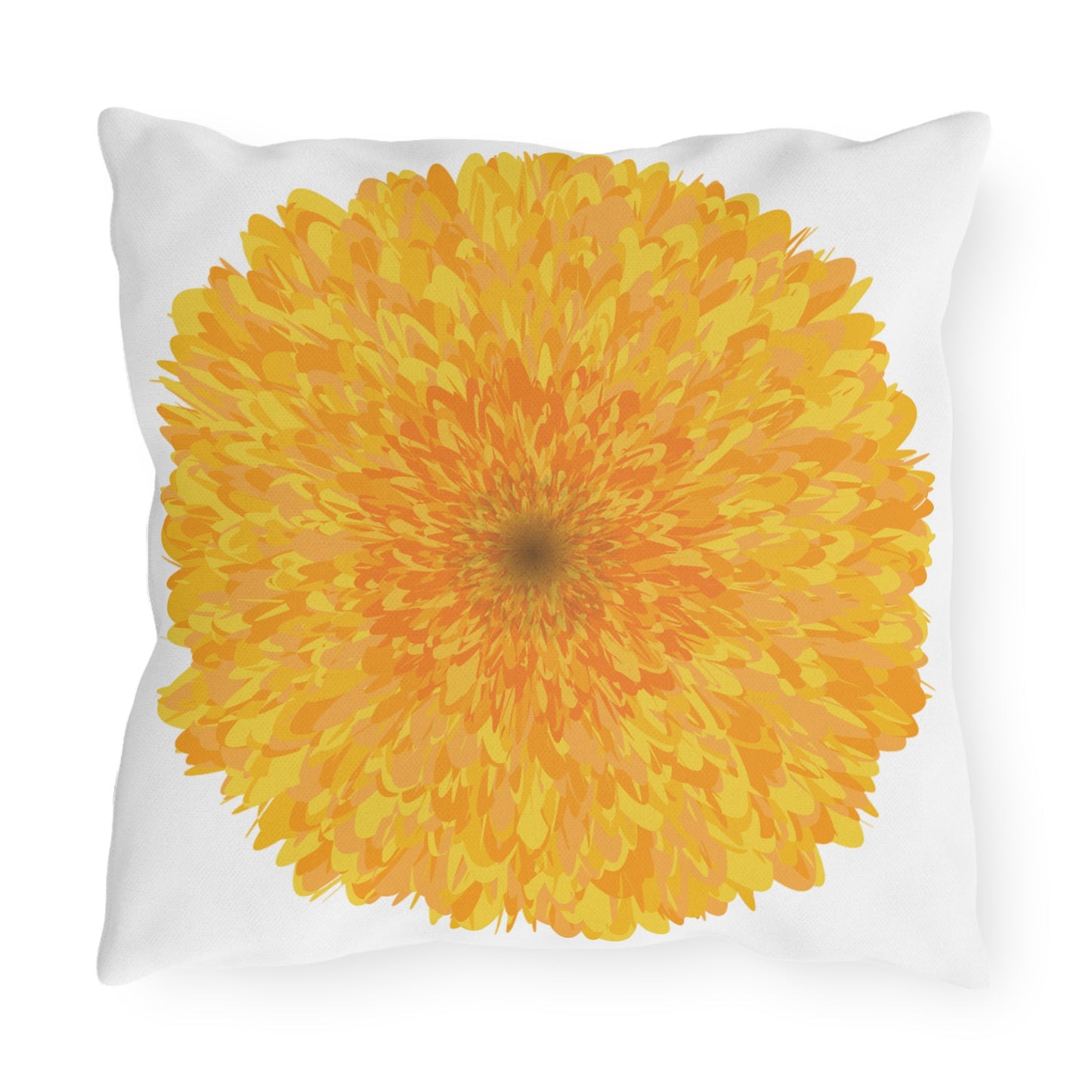 Orange Marigold Outdoor Throw Pillow | Vibrant Floral Patio Cushion