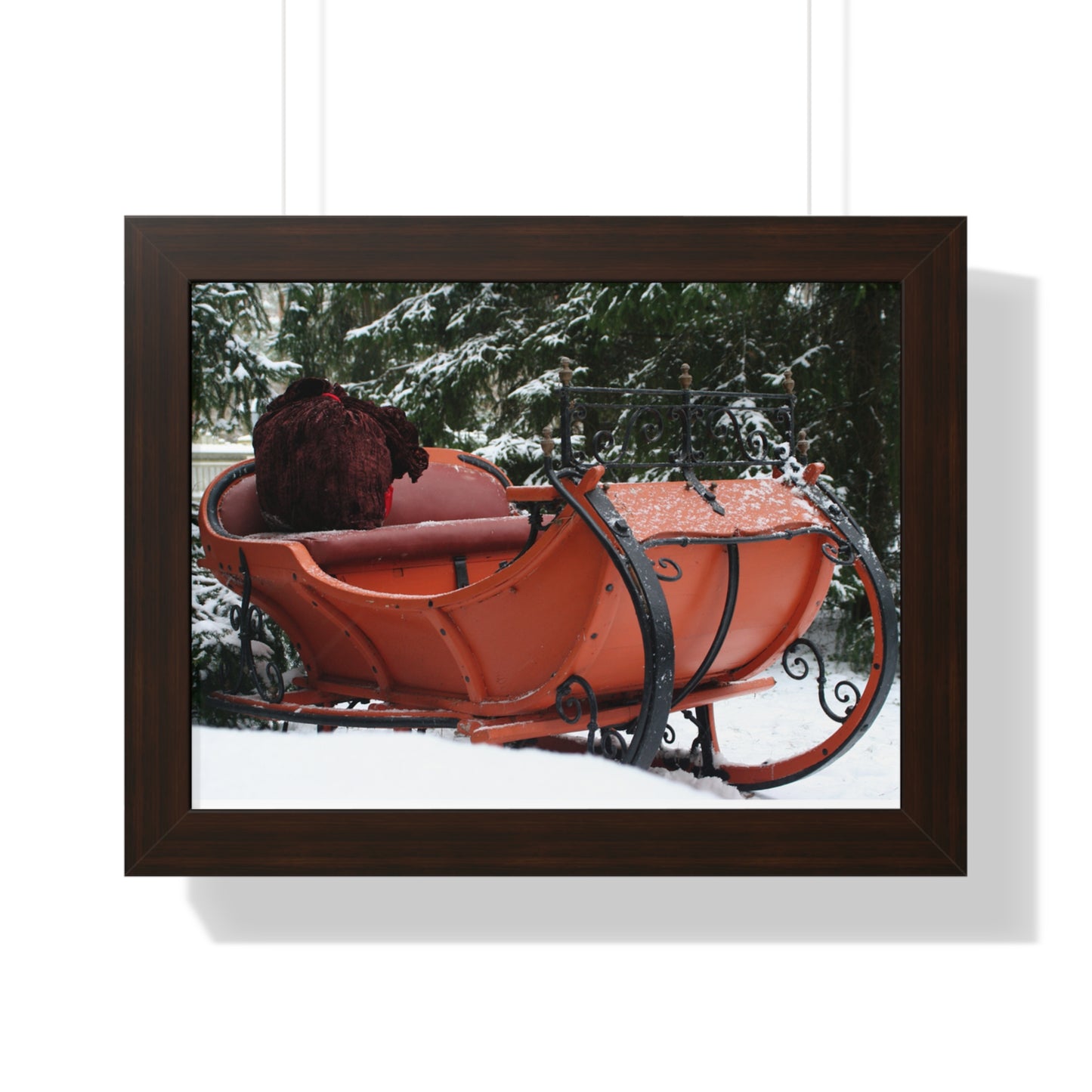 Santa Sleigh Christmas Wall Poster Art Santa's Sleigh Snowy Scene Mantle Art