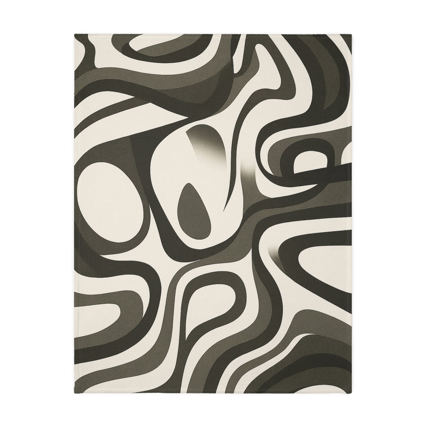 Abstract Retro Swirl Velveteen Throw Blanket | Neutral Modern Sofa Decor