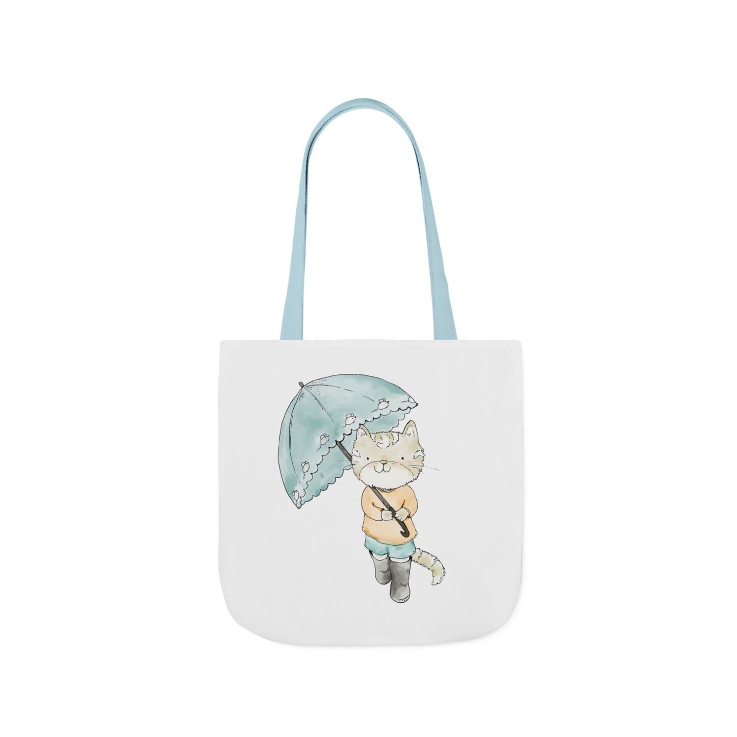 Cat Lover Tote Bag Cute Kitty with Umbrella Rain Boots Cat Lover Eco Tote Bag