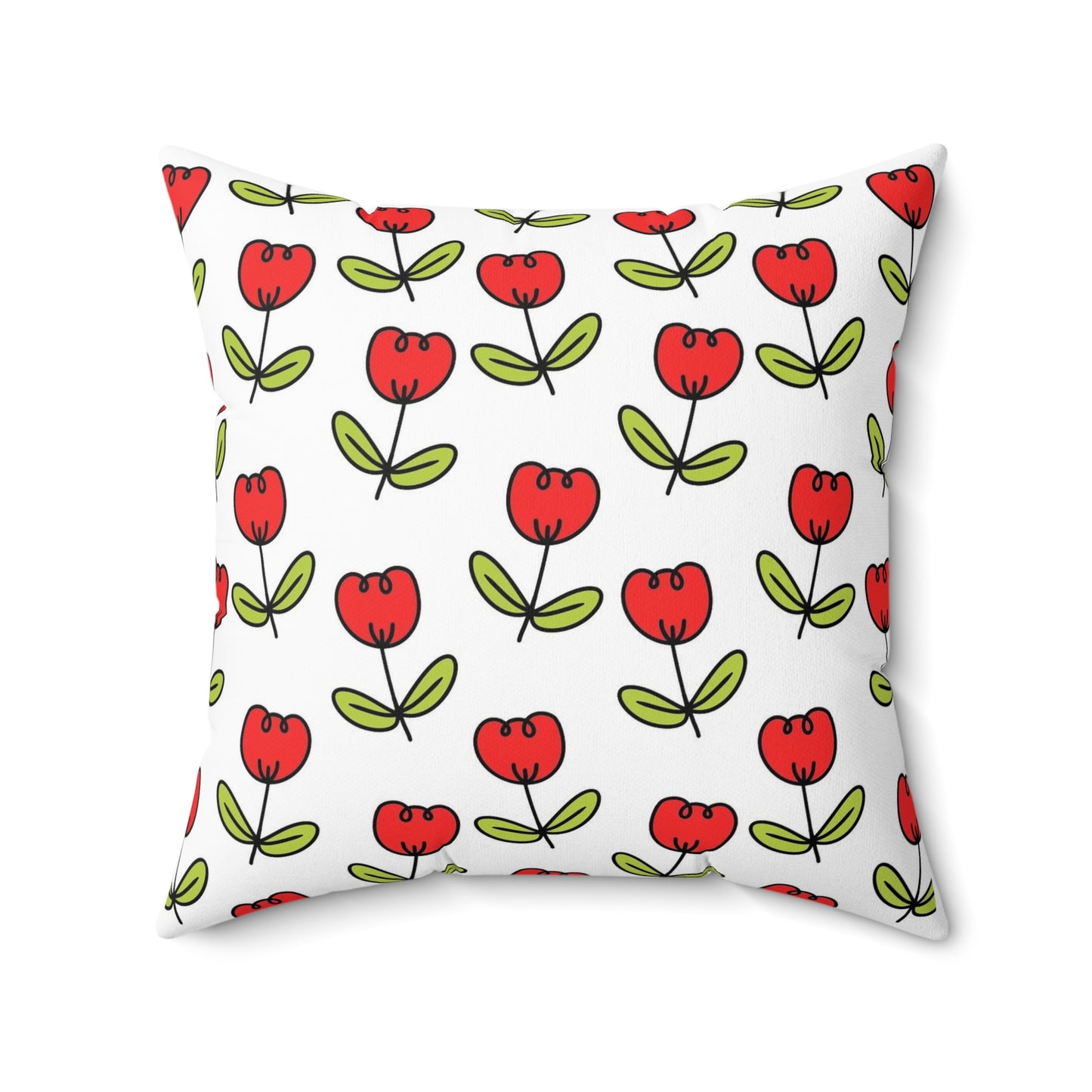 Spring Red Tulips Indoor Pillow | Floral Decorative Cushion