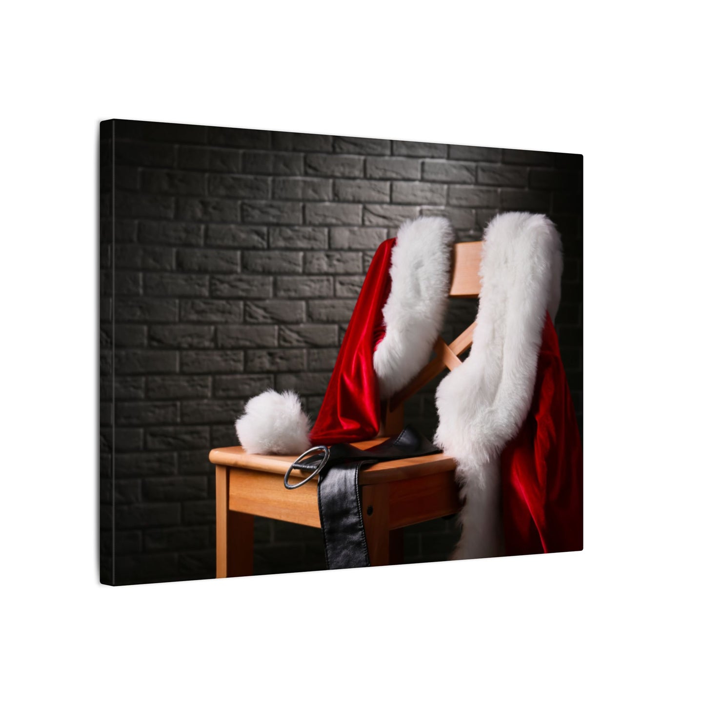 Canvas Wall Art, Santa Claus Belt Jacket Hat Festive Holiday Decor, Christmas Print