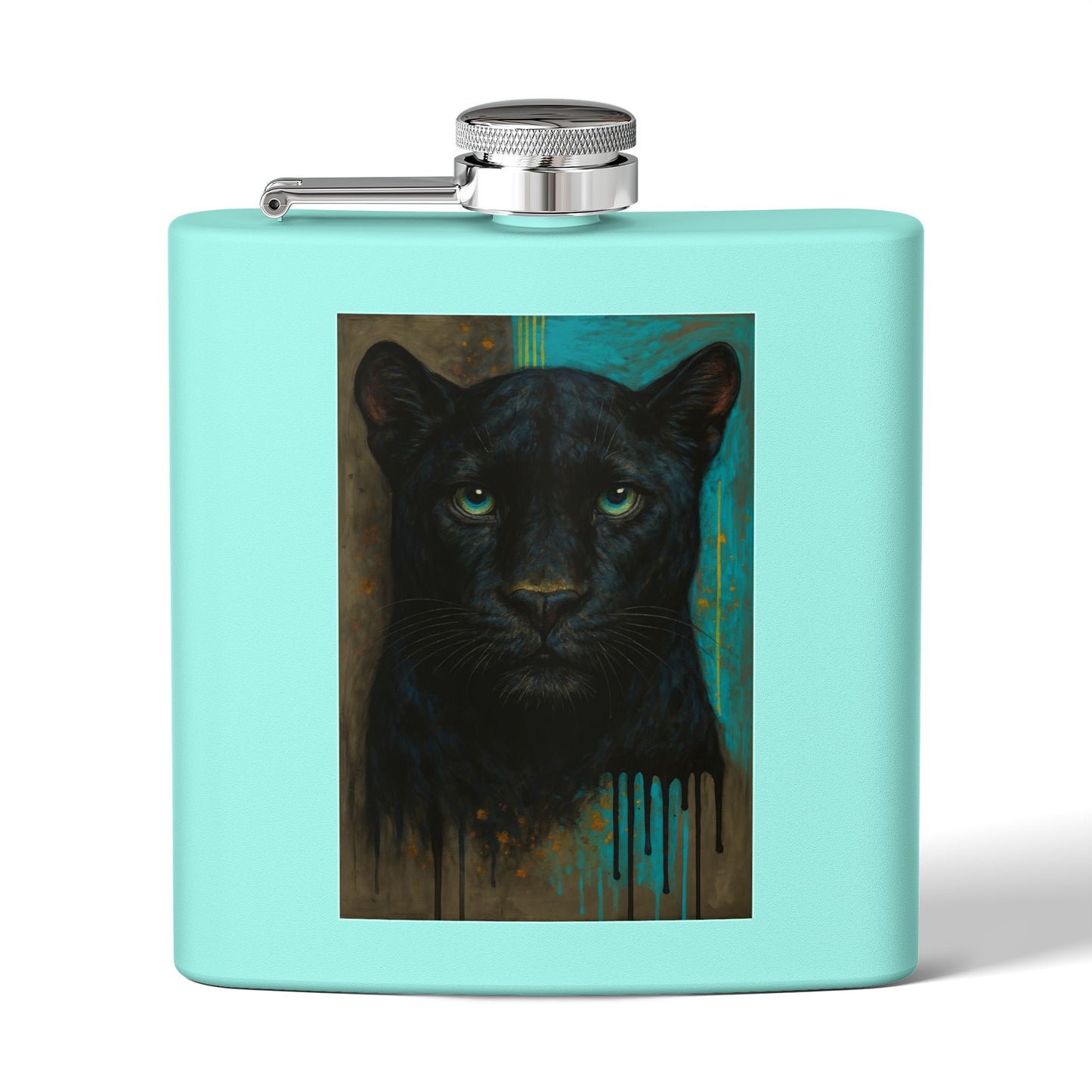 Carolina Football Inspired Panther Flask, Grunge Big Cat Hip Flask, Carolina Fan Game Day Gift, Rugged Sports Flask