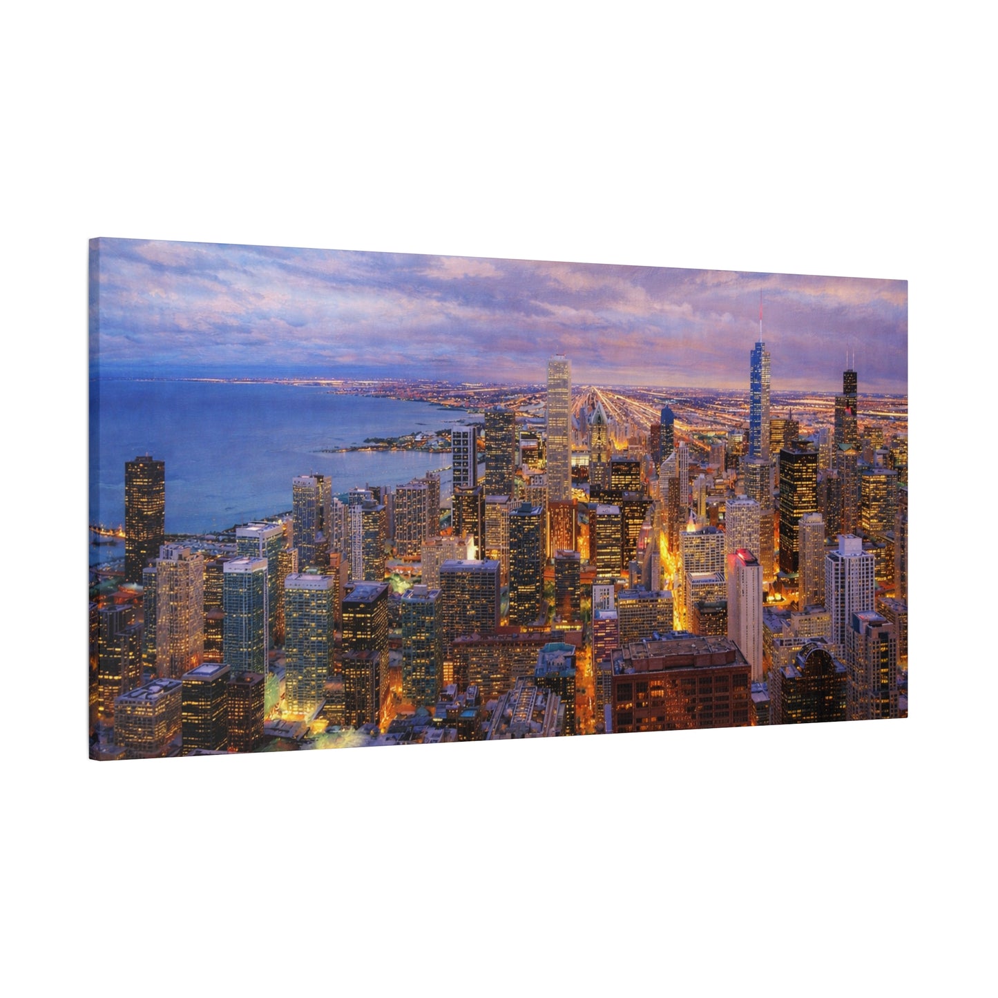 Chicago Skyline Canvas Wall Art – Sunset Cityscape Print, Downtown Chicago Decor, Urban Skyline Wall Decor