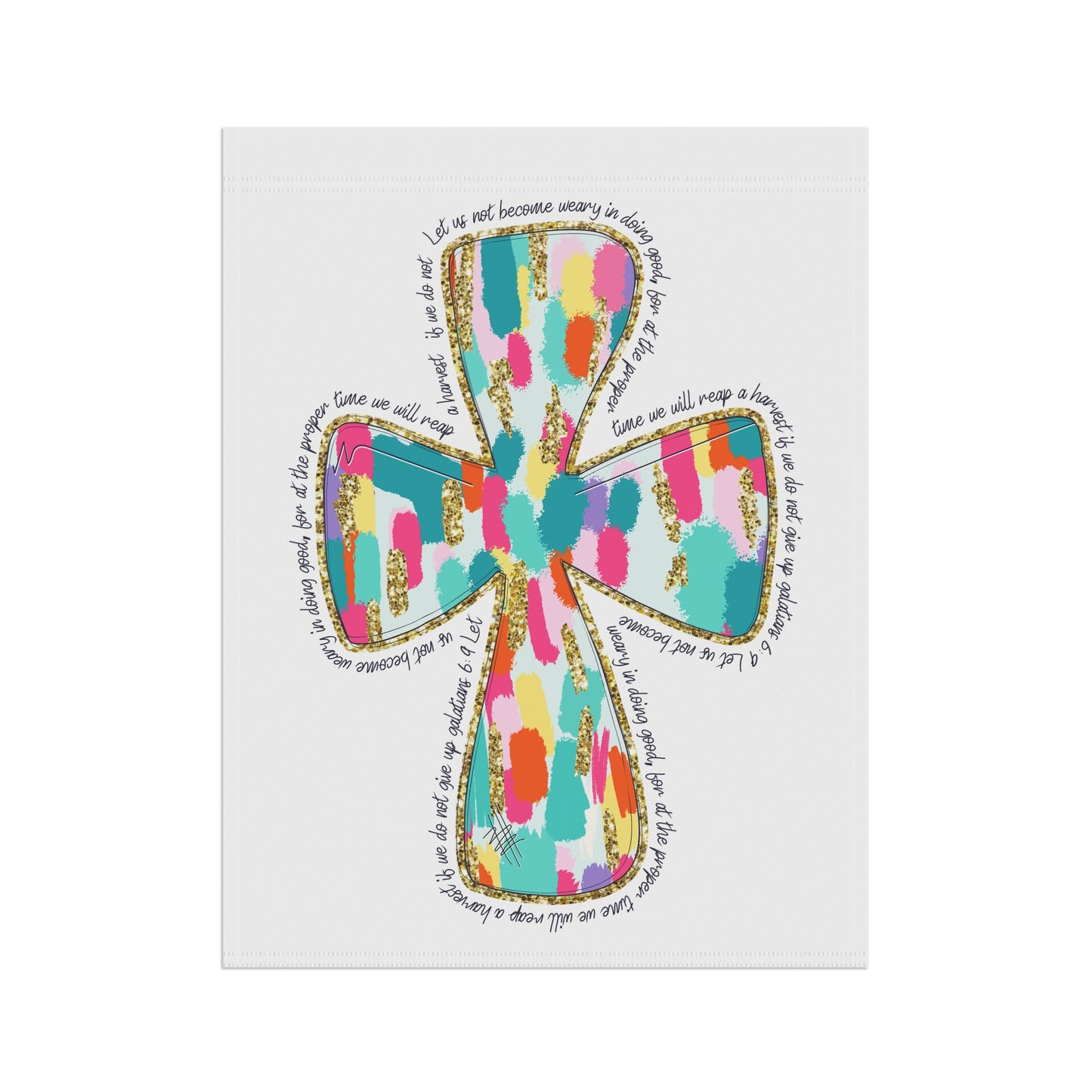 Christian Cross Garden Flag with Scripture | Colorful Faith Yard Flag | Inspirational Bible Verse Outdoor Decor | Religious Garden Flag