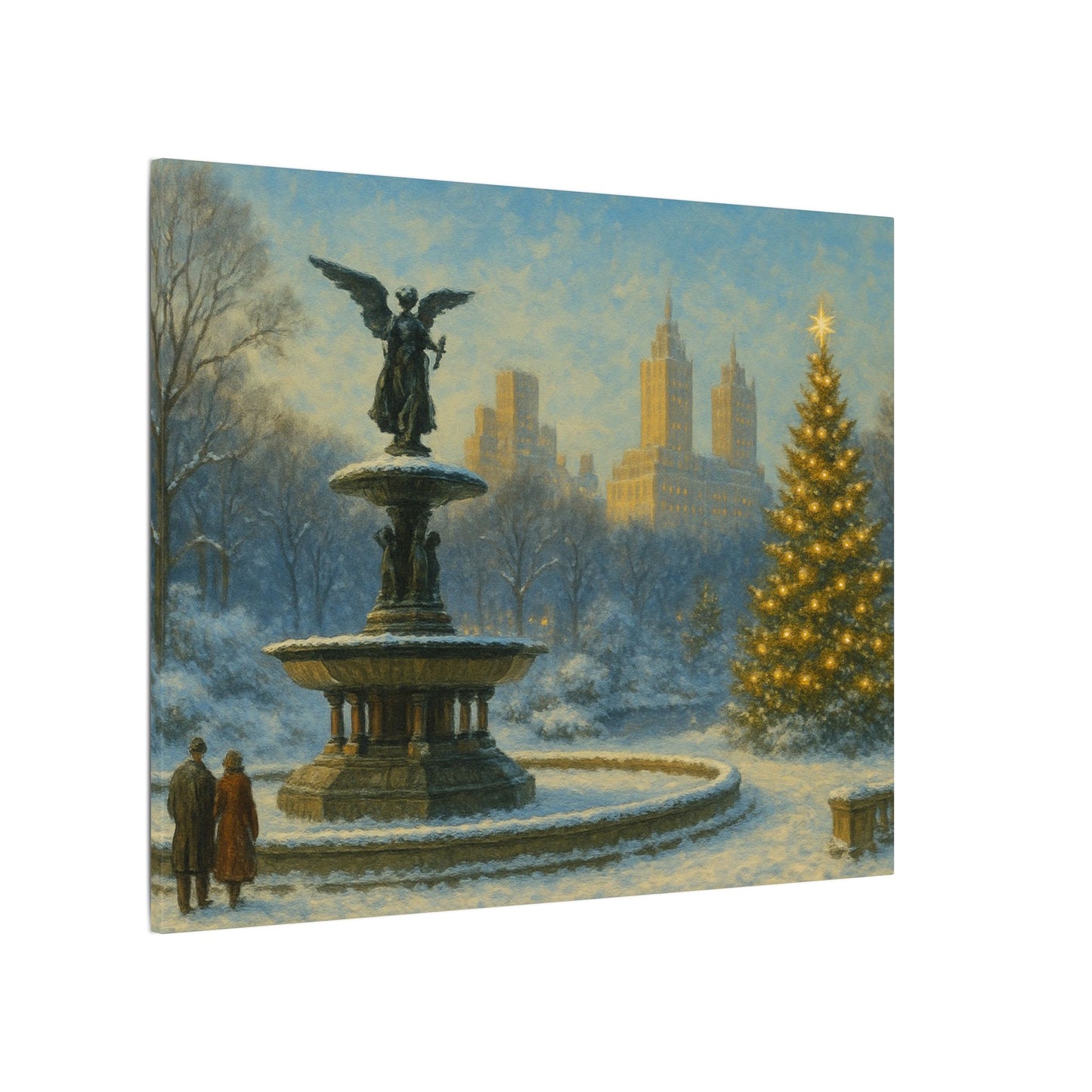 Vintage Christmas's Canvas, Bethesda Terrace Christmas Canvas Print, Central Park NYC  Art