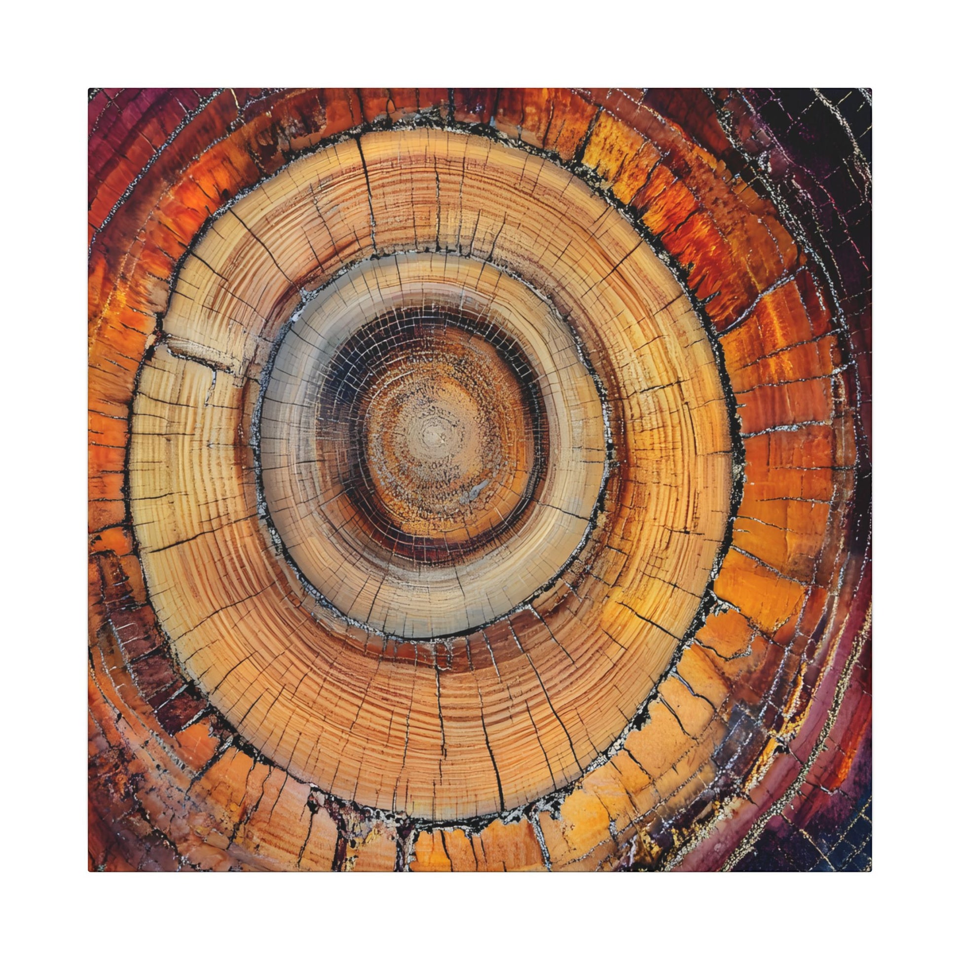 Close-up of a tree stump with concentric circular rings.