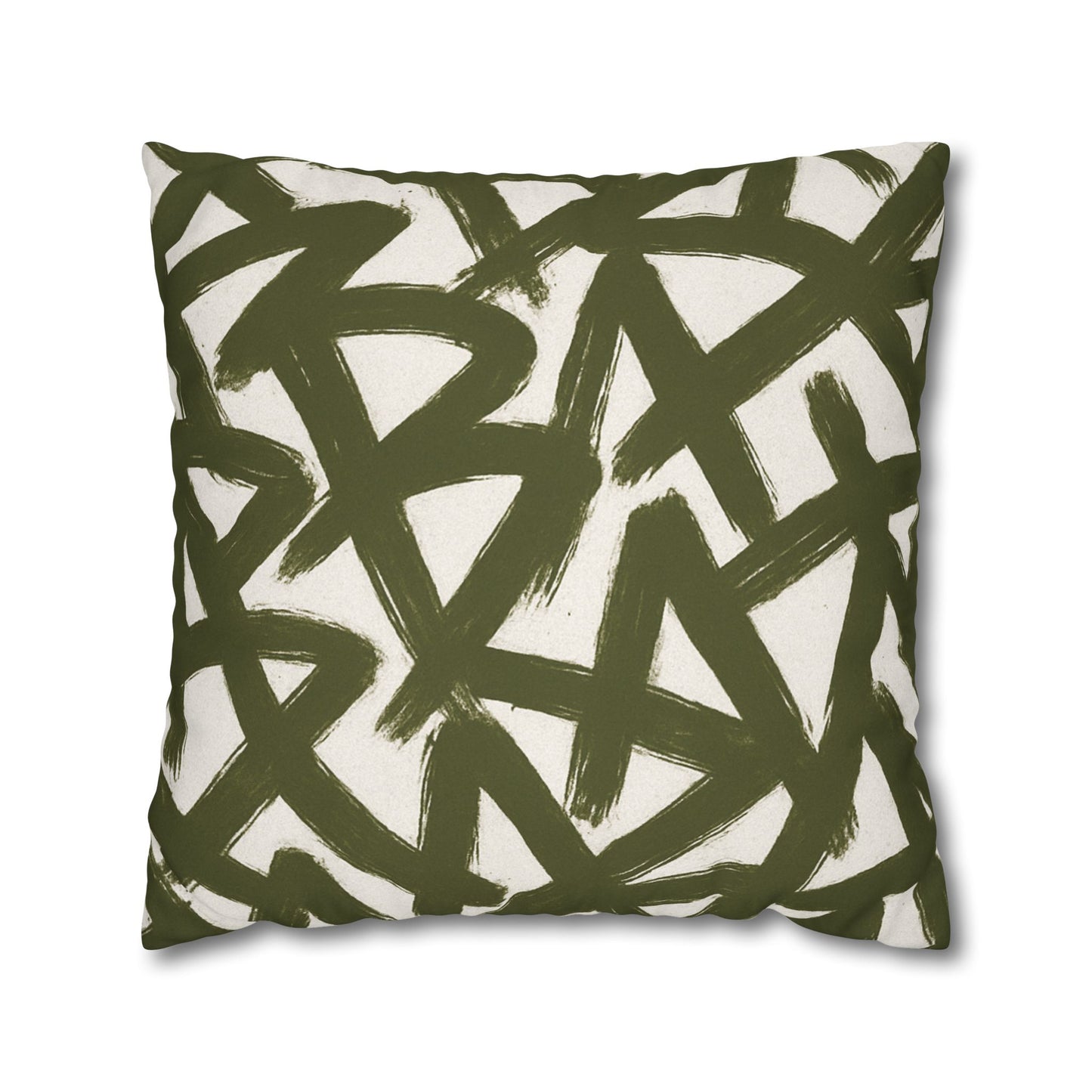 Throw Pillow Cover, Green Graffiti Brush Strokes Square Pillowcase Cover