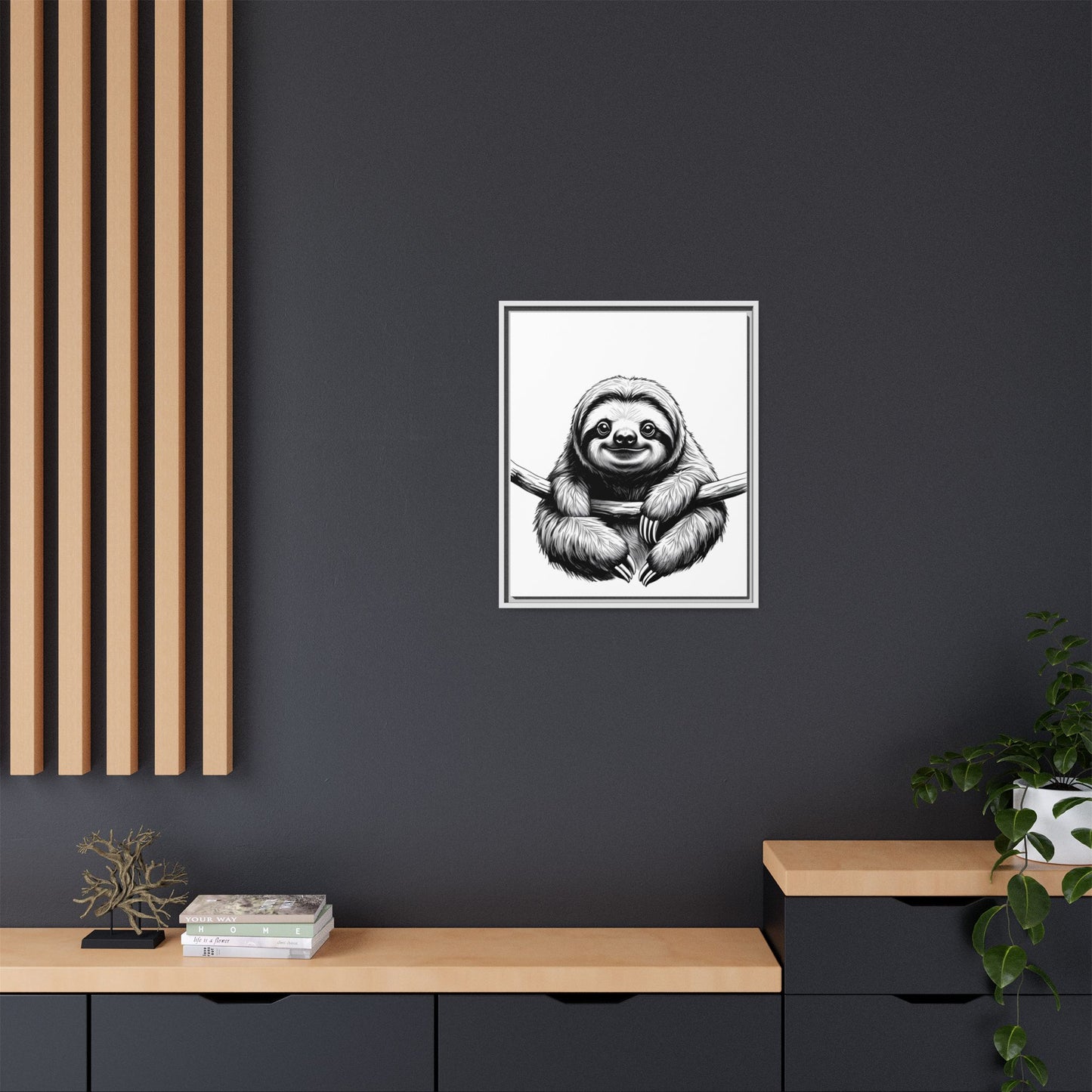 Adorable Sloth Hanging from Tree Branch Black & White Animal Wall Art, Cute Sloth Print, Jungle Theme Nursery Decor, Baby Shower Gift