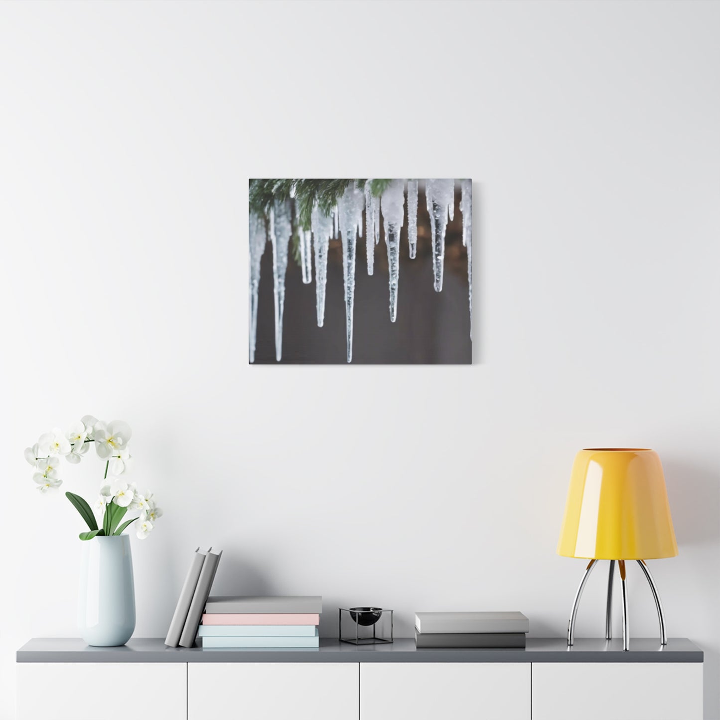 Icicles on Pine Branch Christmas Wall Art | Winter Mantle Decor