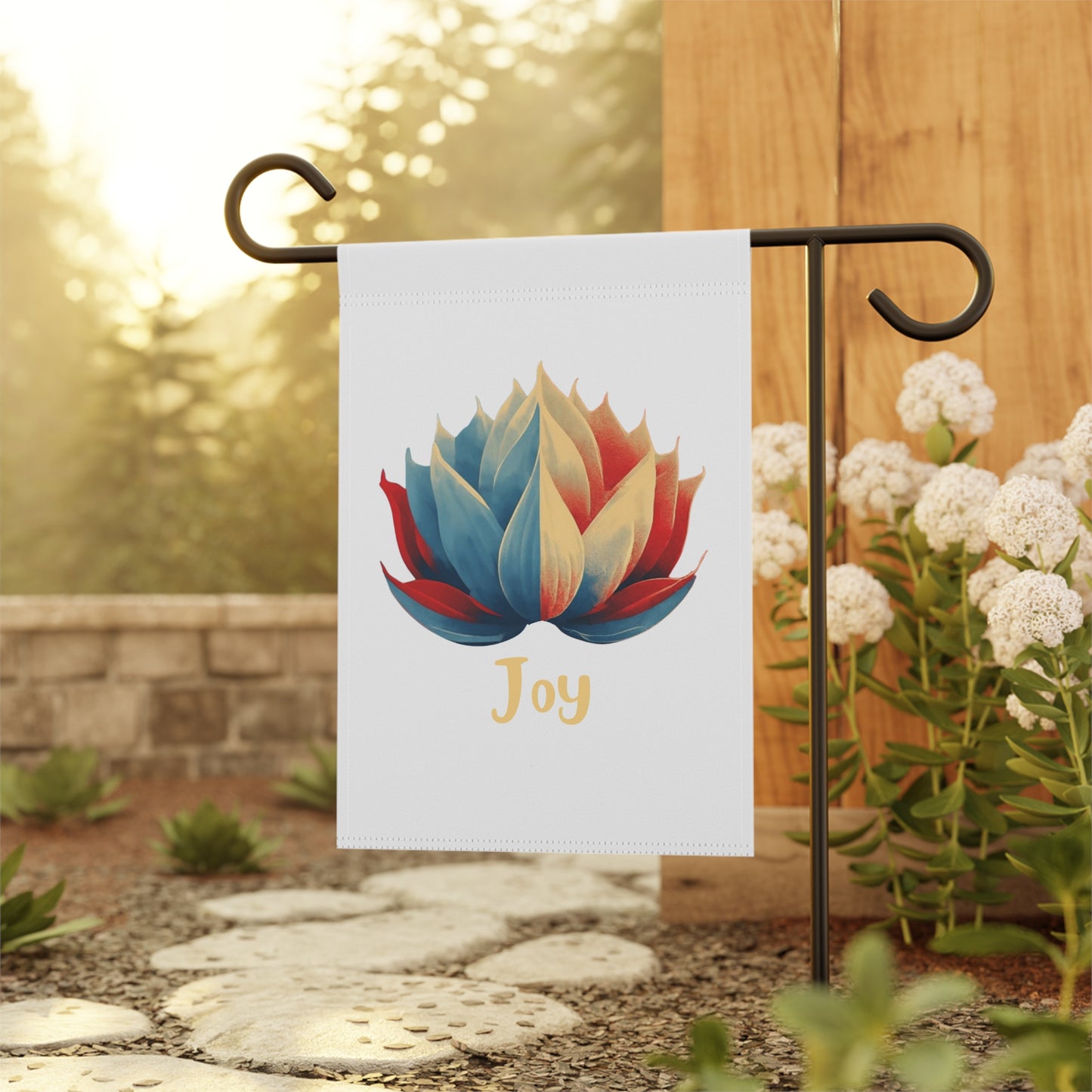 Joy Lotus Garden Flag | Colorful Floral Outdoor Flag | Inspirational Yard Decor | Peaceful Garden Accent | Housewarming Gift