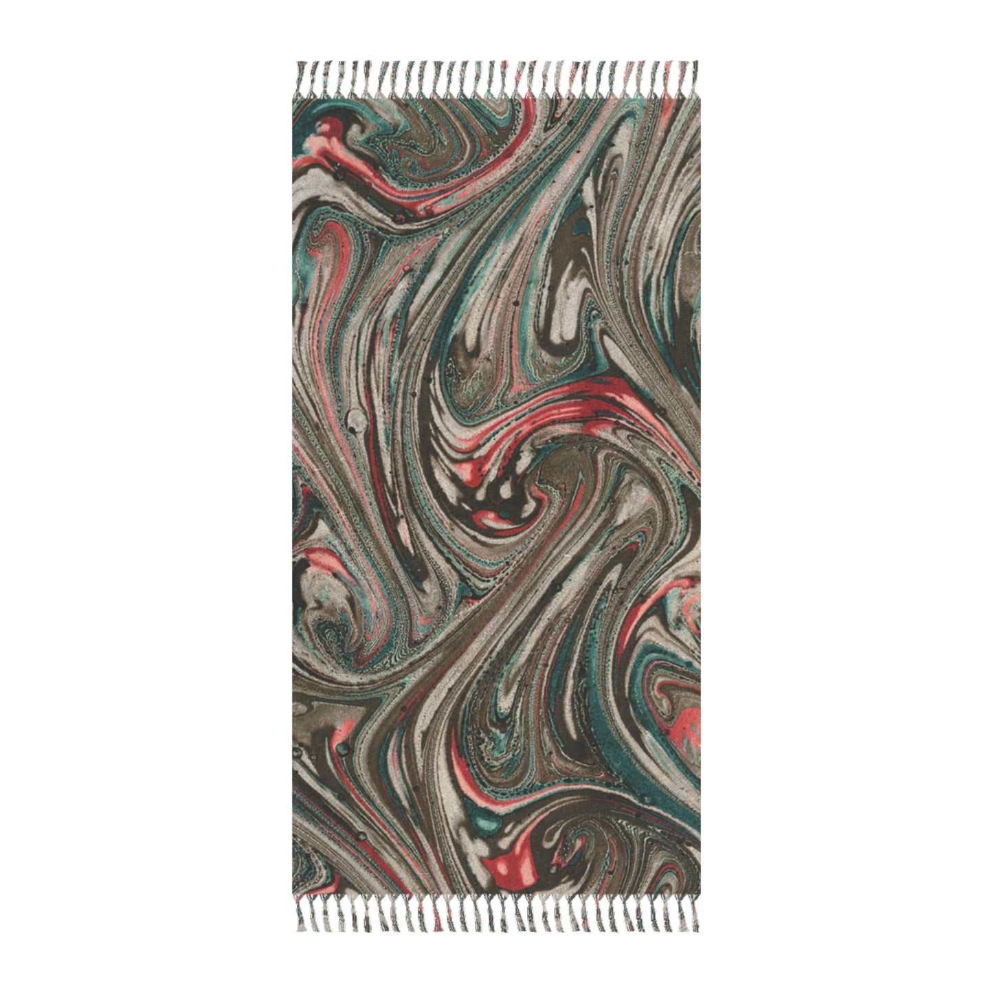 Boho Marble Swirl Beach Towel | Abstract Coastal Fringe Towel | Summer Travel Essential