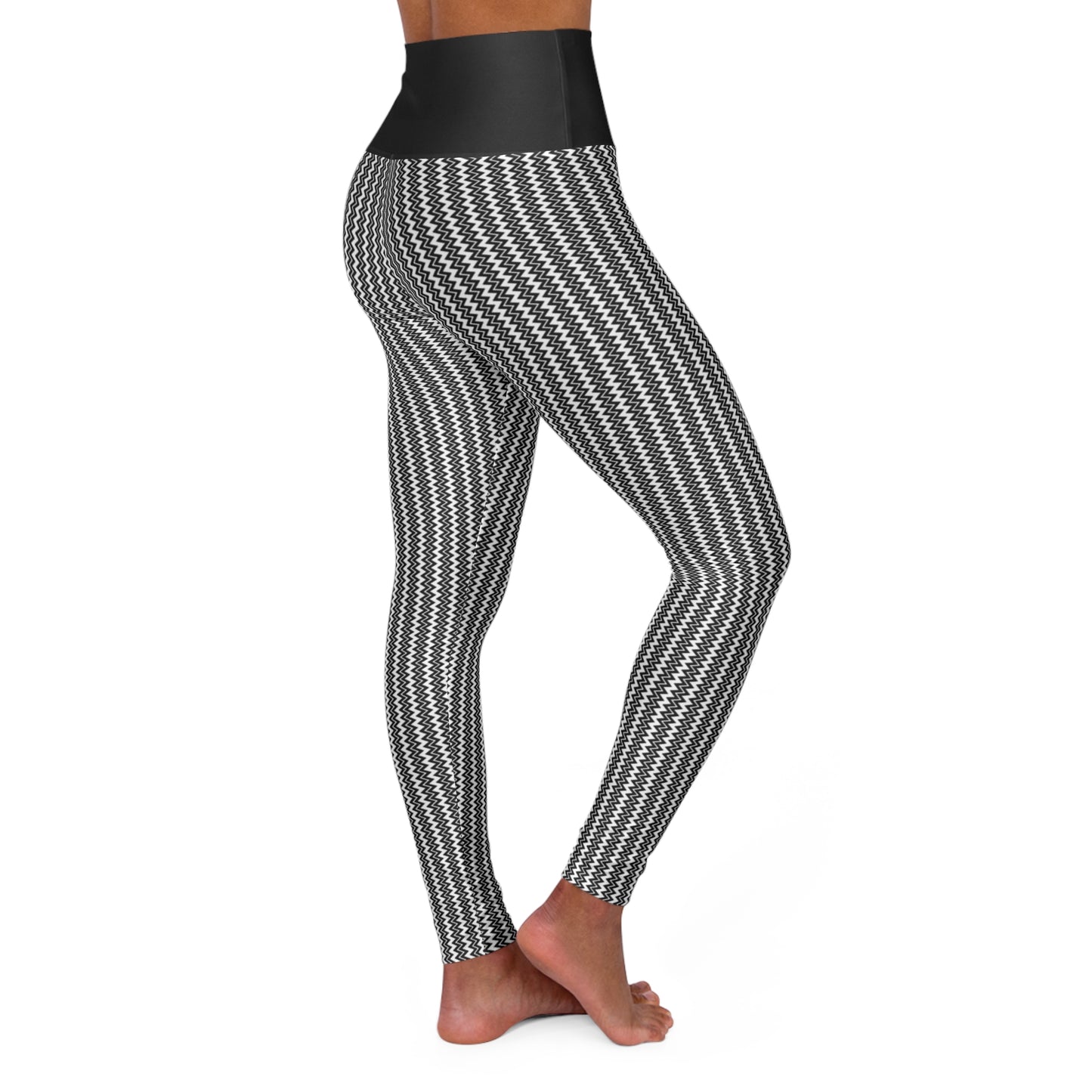 Striped High-Waist Yoga Leggings — Gray Vertical Stripe Activewear