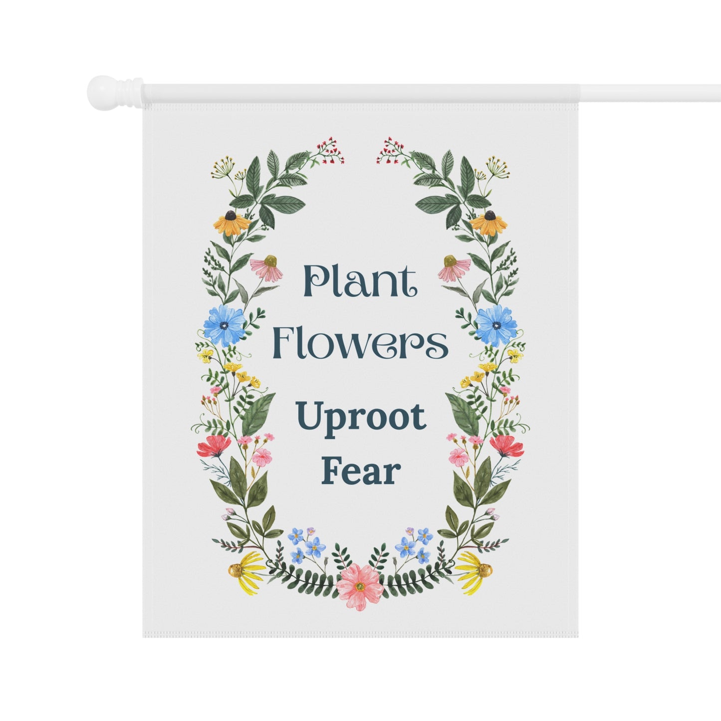 Decorative banner with floral design and motivational quote on a white background