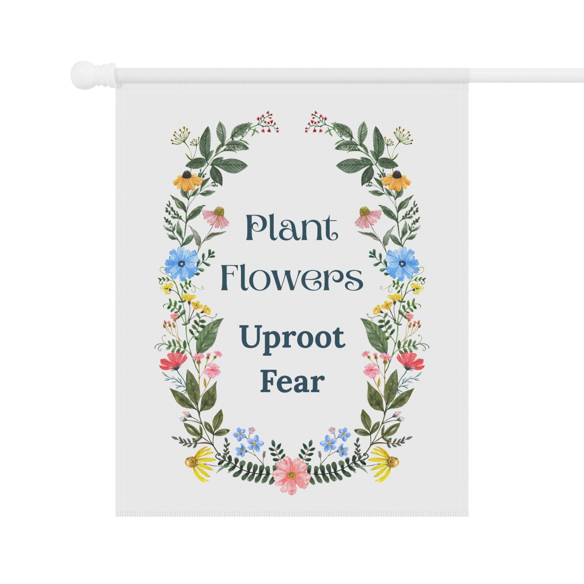 Decorative banner with floral design and motivational quote on a white background