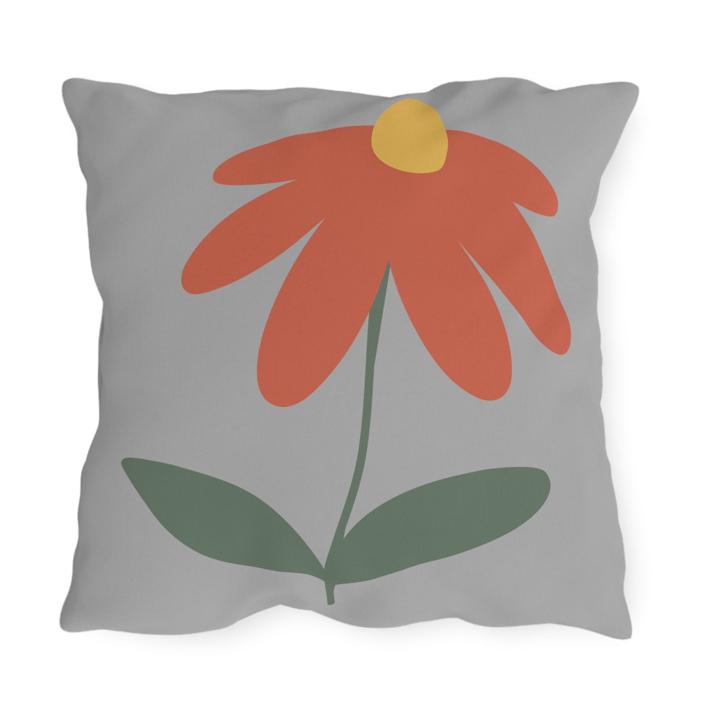 Boho Floral Outdoor Pillow – Orange Flower Patio Cushion, Garden Gift