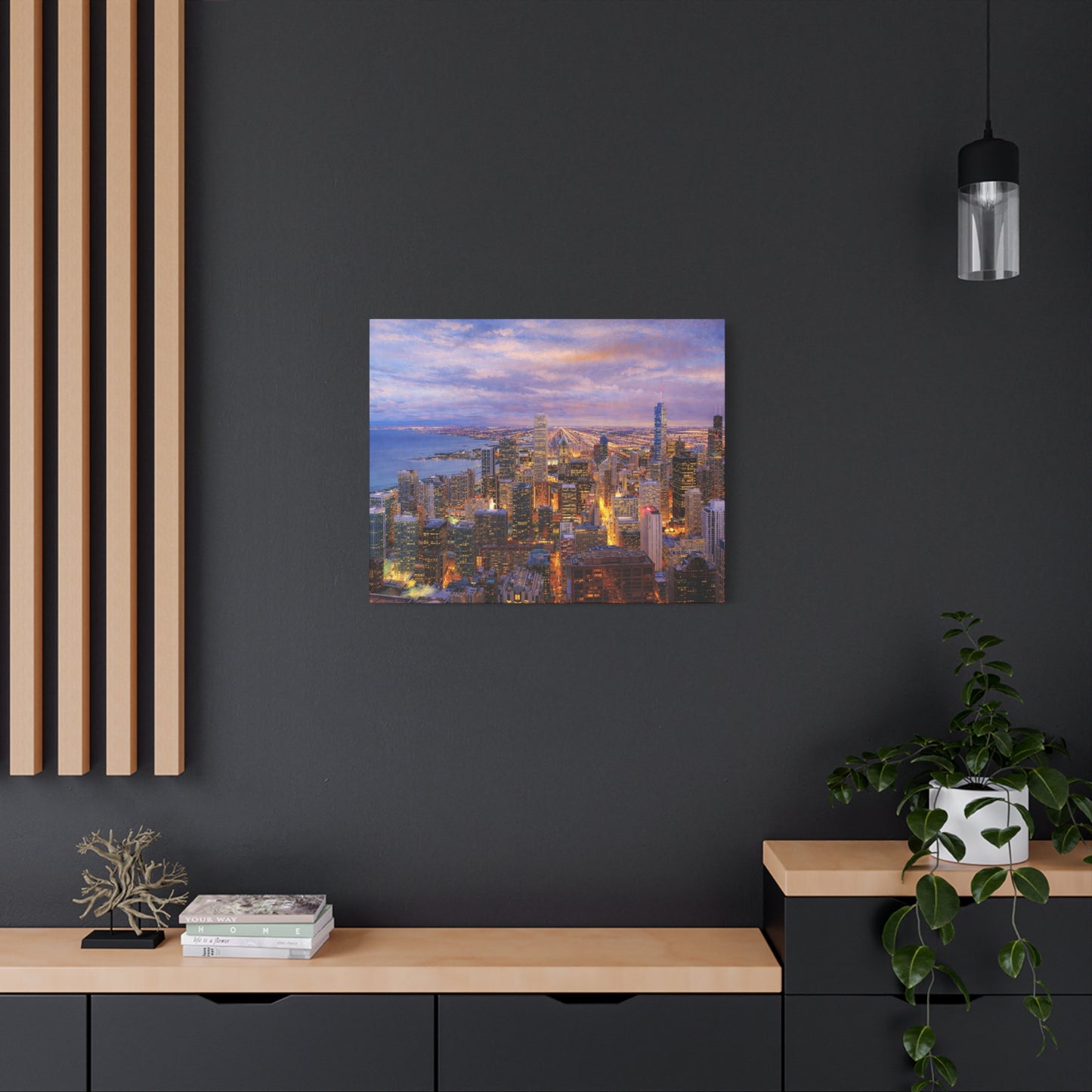 Chicago Skyline Canvas Wall Art – Sunset Cityscape Print, Downtown Chicago Decor, Urban Skyline Wall Decor