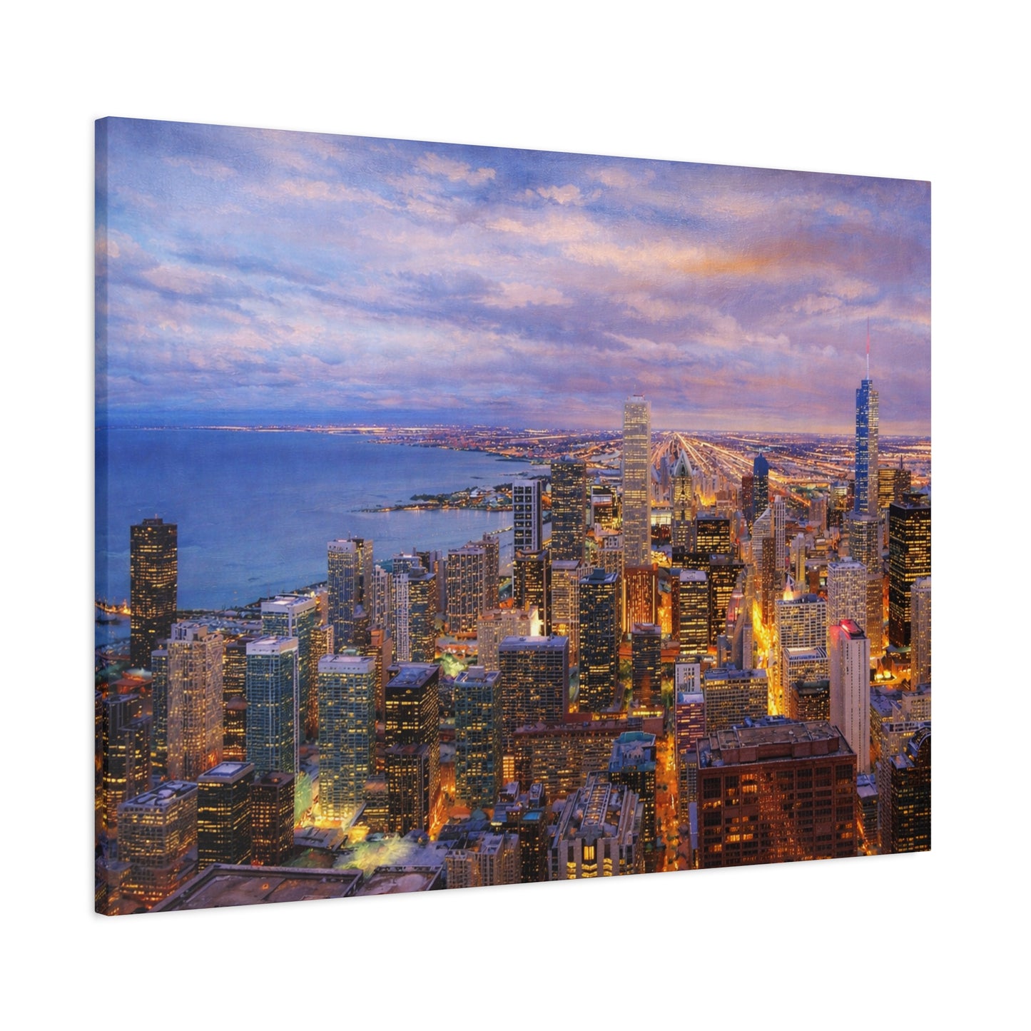 Chicago Skyline Canvas Wall Art – Sunset Cityscape Print, Downtown Chicago Decor, Urban Skyline Wall Decor