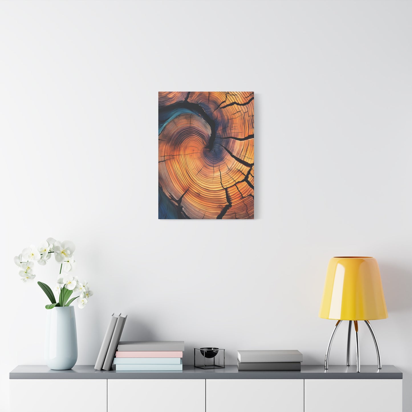 Colorful Wood Ring Canvas Wall Art, Abstract Tree Slice Print, Modern Rustic Decor, Vibrant Tree Rings Art on Canvas, Earthy Boho Wall Print