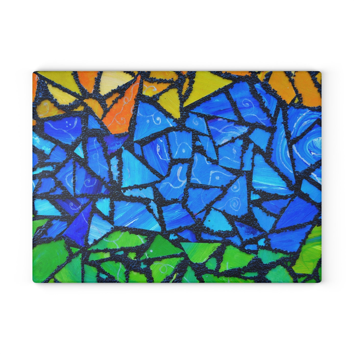 Blue Green Stained Glass Cutting Board | Mosaic Kitchen Decor