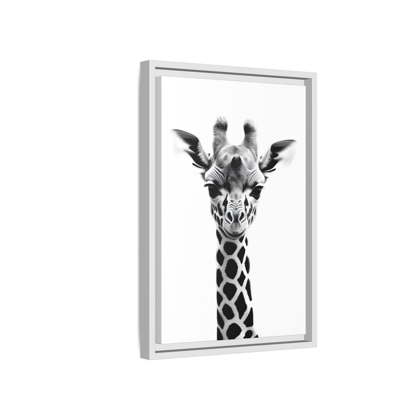 Baby Giraffe Wall Art Black & White Wildlife Photography Print, Cute Giraffe Lover Gift