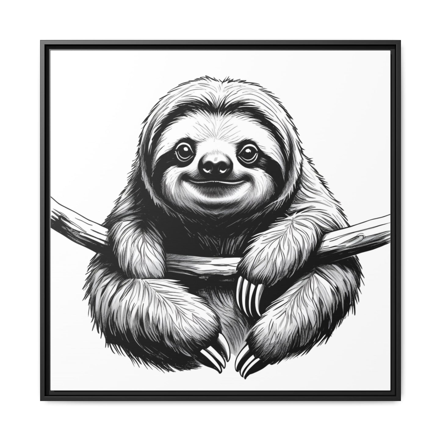 Adorable Sloth Hanging from Tree Branch Black & White Animal Wall Art, Cute Sloth Print, Jungle Theme Nursery Decor, Baby Shower Gift