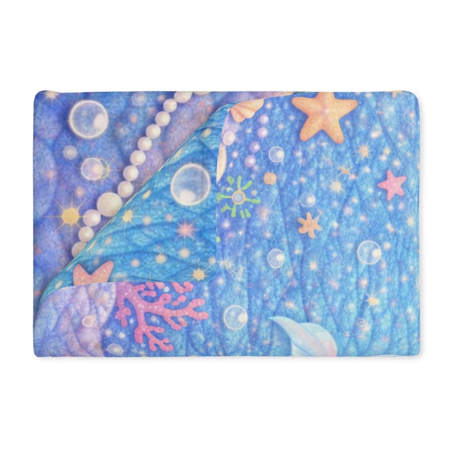 Cute Mermaid Underwater Scene Blanket | Velveteen Microfiber