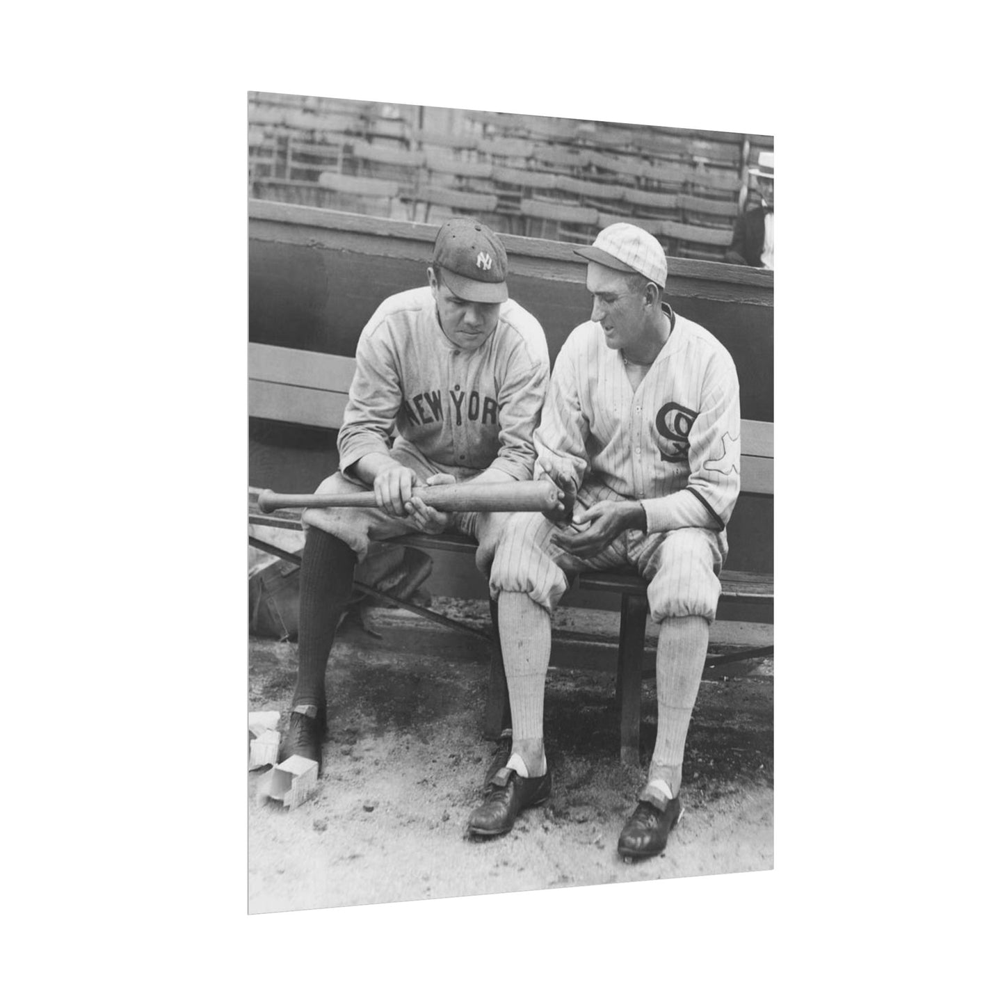 Babe Ruth & Shoeless Joe Jackson Vintage Baseball Poster, Classic Sports Photography Wall Art, Historic MLB Legends Print for Man Cave