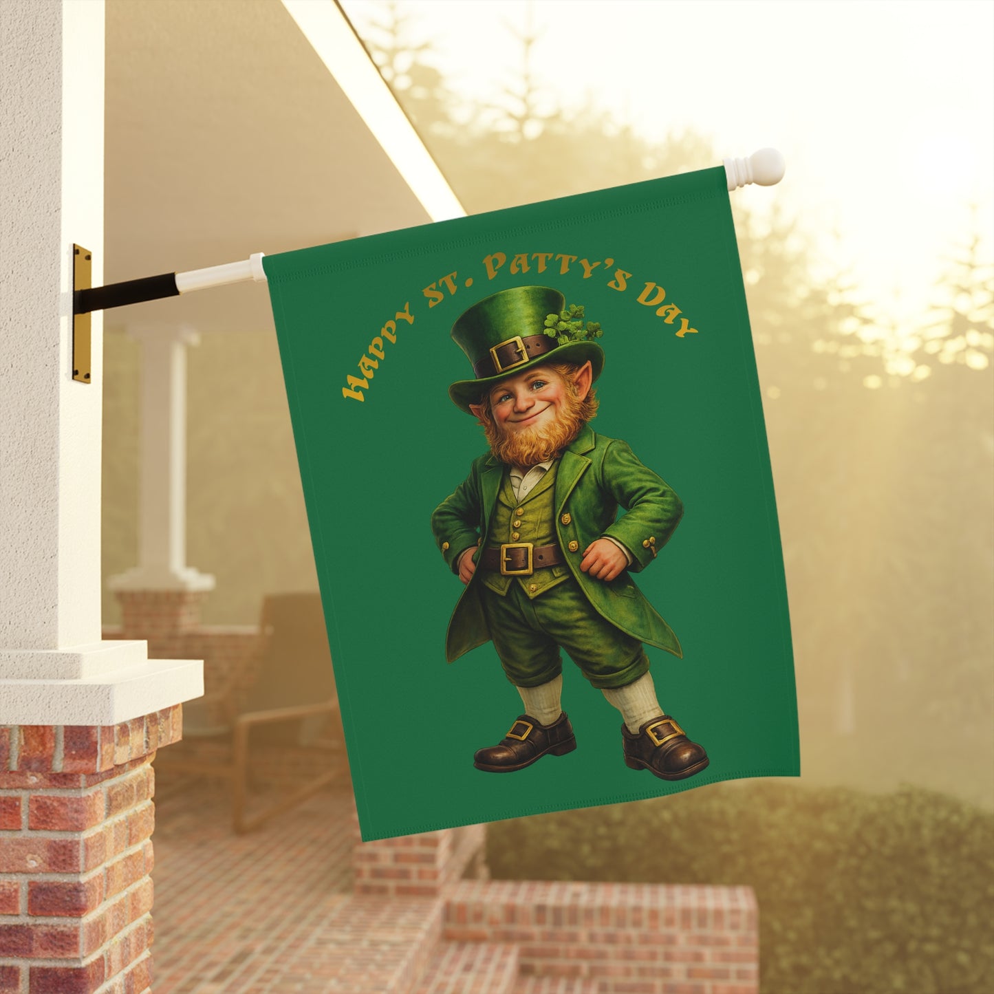 Happy St. Patty's Day Leprechaun Garden Flag | House Banner