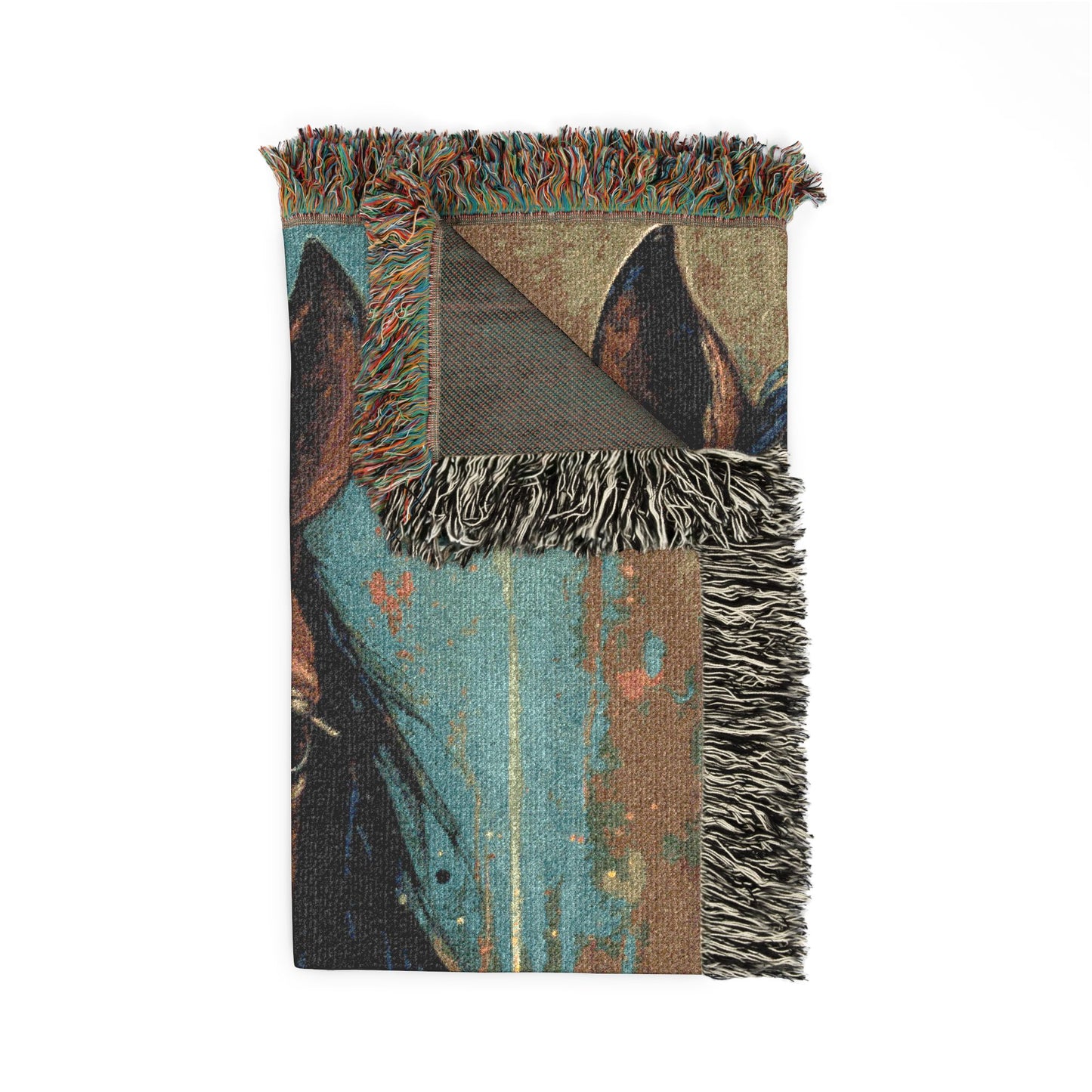 Western Horse Woven Blanket – Rustic Ranch Boho Throw
