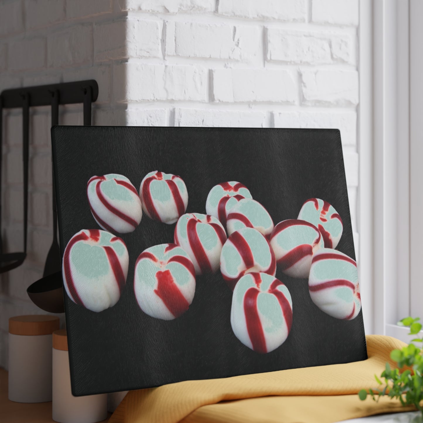 Peppermint Candy Glass Cutting Board | Festive Christmas Kitchen Decor