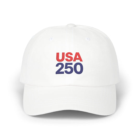 USA 250 Embroidered Dad Hat, Classic Patriotic Cap, Celebrate 250 Years of USA