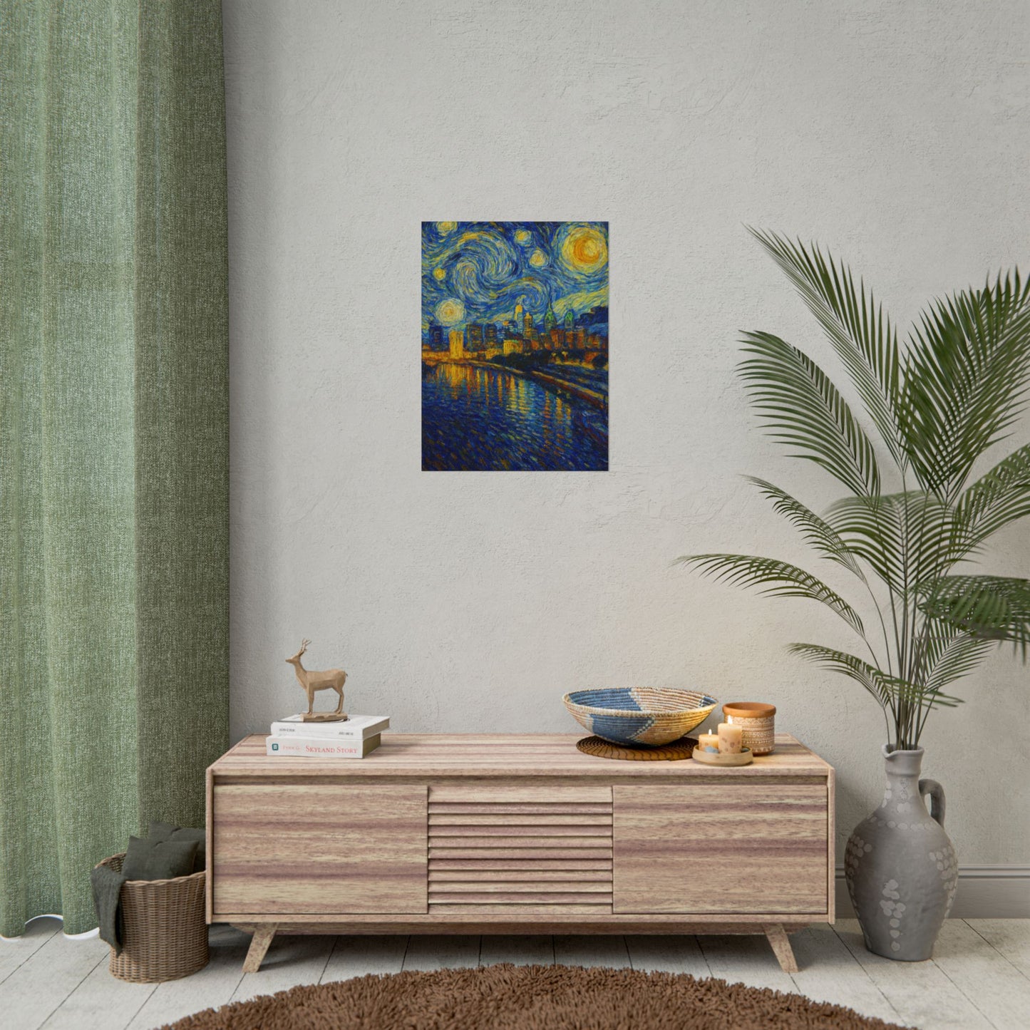 Philadelphia Starry Night City Skyline Rolled Poster | Van Gogh Style Print