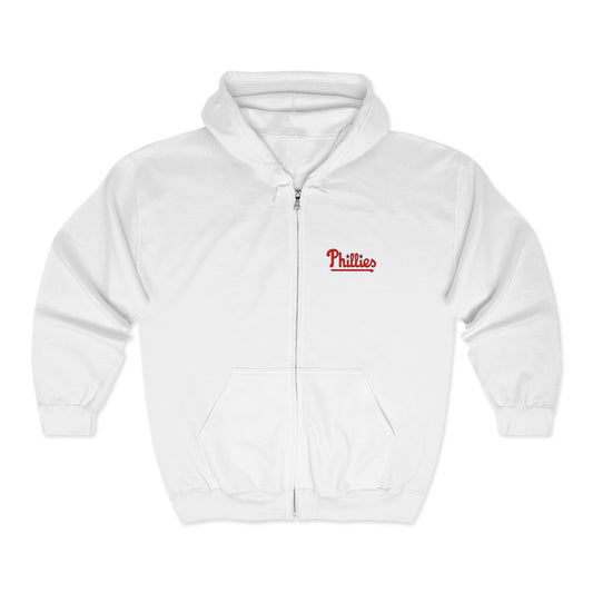 Embroidered Phillies Full Zip Hoodie Phillies Fan Philadelphia Philly Fan Gift Father's Day Mother's Day Christmas Birthday Gift