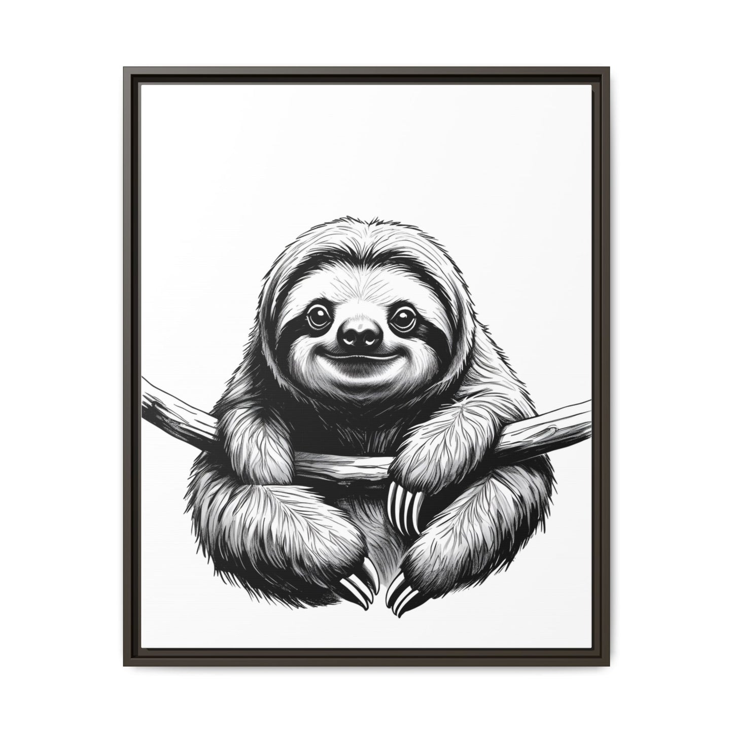 Adorable Sloth Hanging from Tree Branch Black & White Animal Wall Art, Cute Sloth Print, Jungle Theme Nursery Decor, Baby Shower Gift
