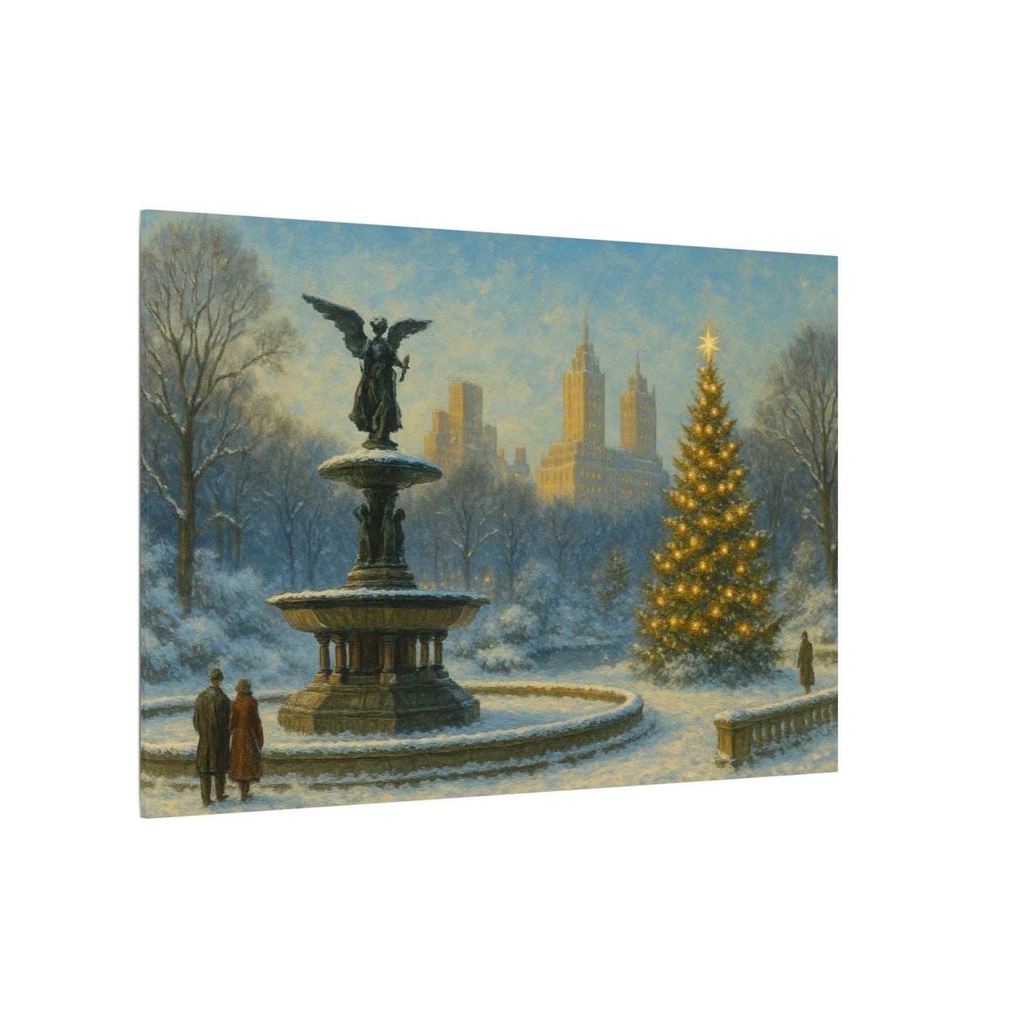Vintage Christmas's Canvas, Bethesda Terrace Christmas Canvas Print, Central Park NYC  Art