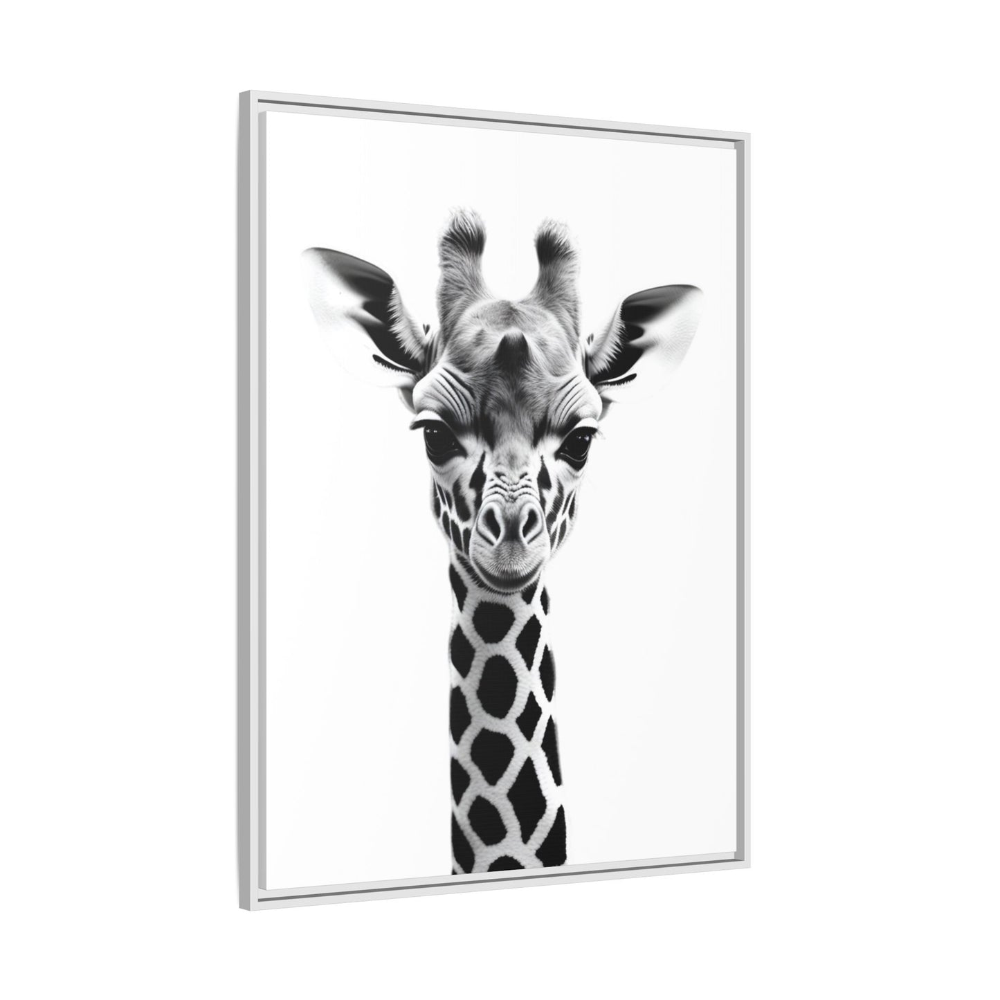 Baby Giraffe Wall Art Black & White Wildlife Photography Print, Cute Giraffe Lover Gift