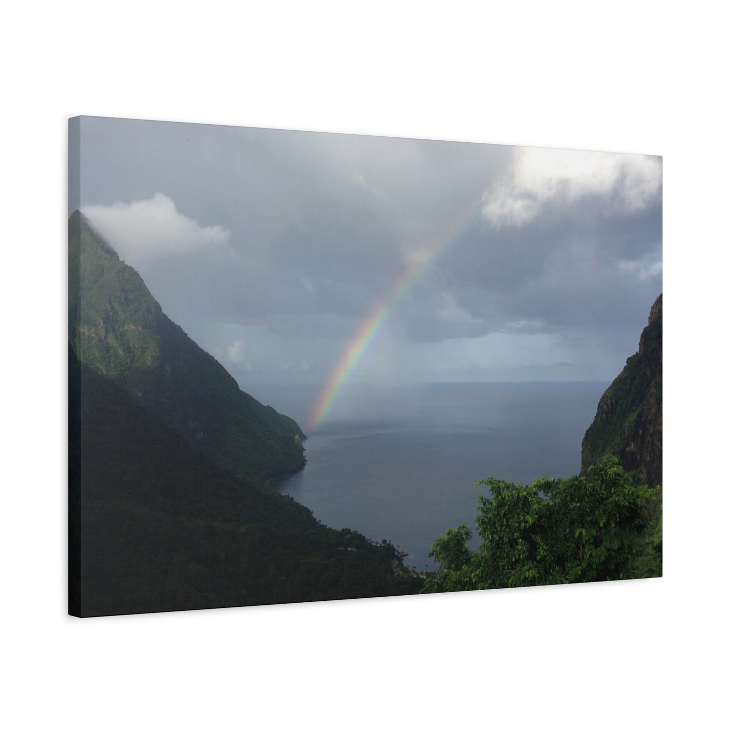 St. Lucia Pitons Rainbow Canvas Art | Caribbean Landscape Photography