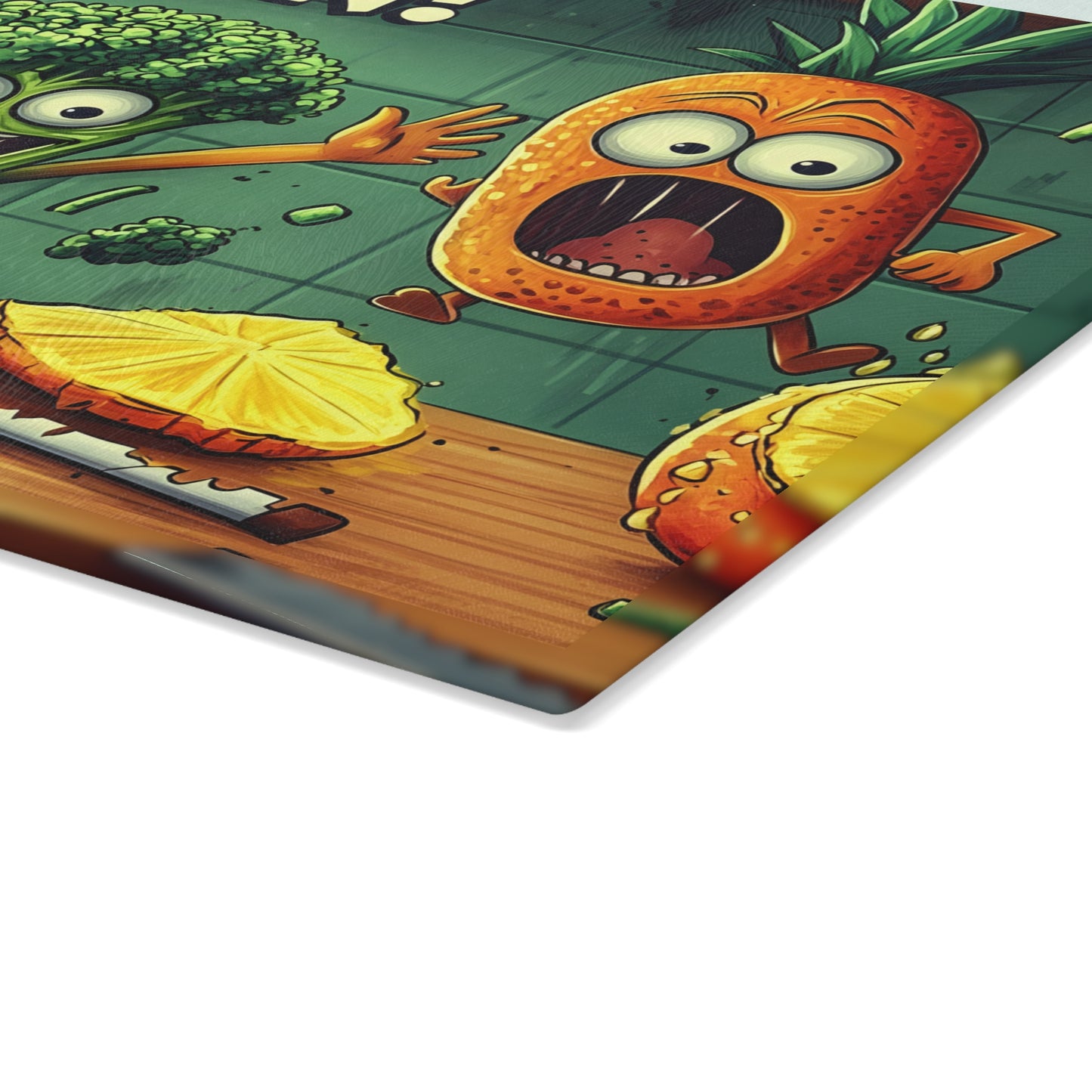 Funny Veggie Glass Cutting Board | Whimsical Kitchen Decor Gift