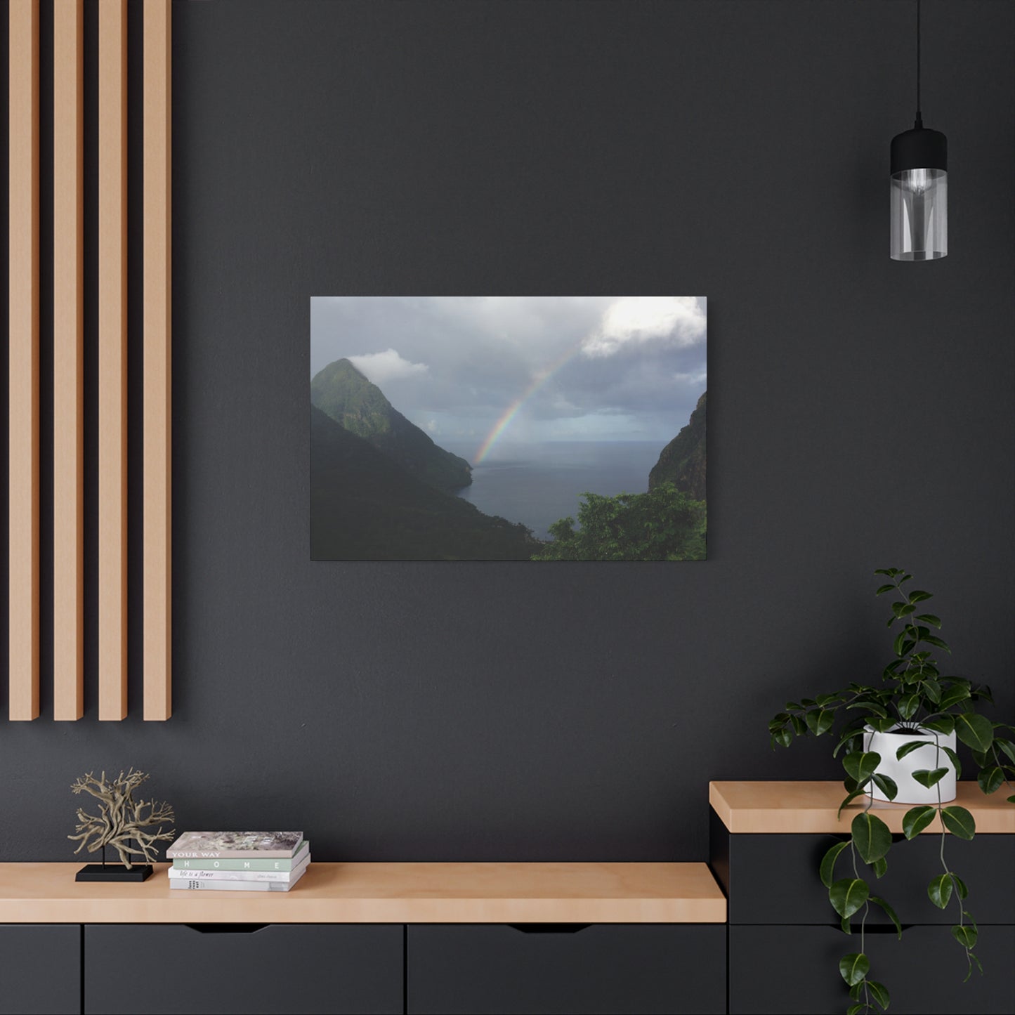 St. Lucia Pitons Rainbow Canvas Art | Caribbean Landscape Photography