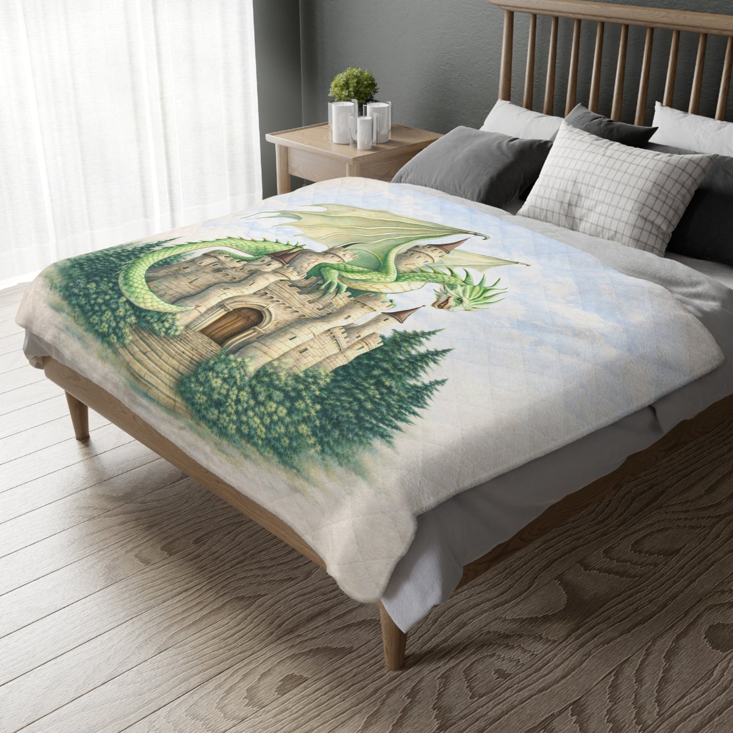 Dragon Castle Blanket  – Fantasy Medieval Kids Bedroom Decor