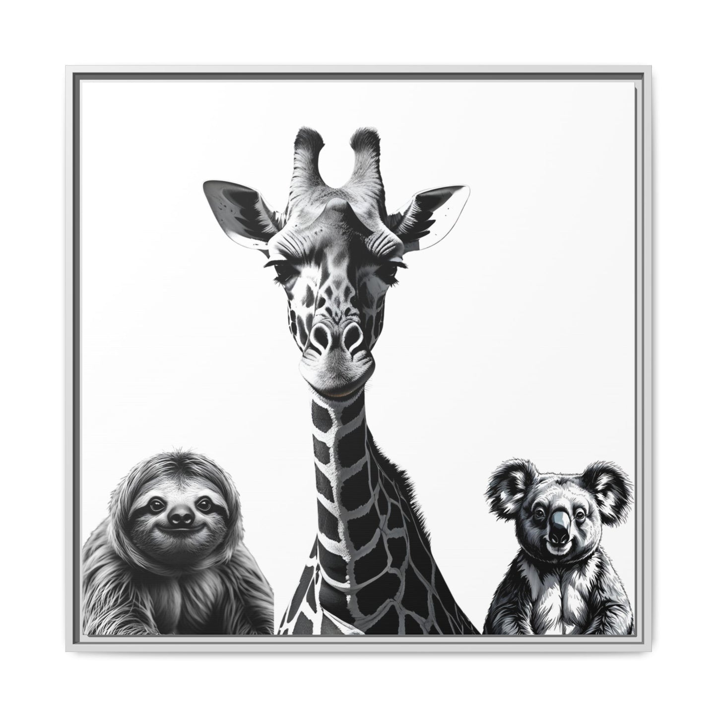 playful animal giraffe, sloth, koala print