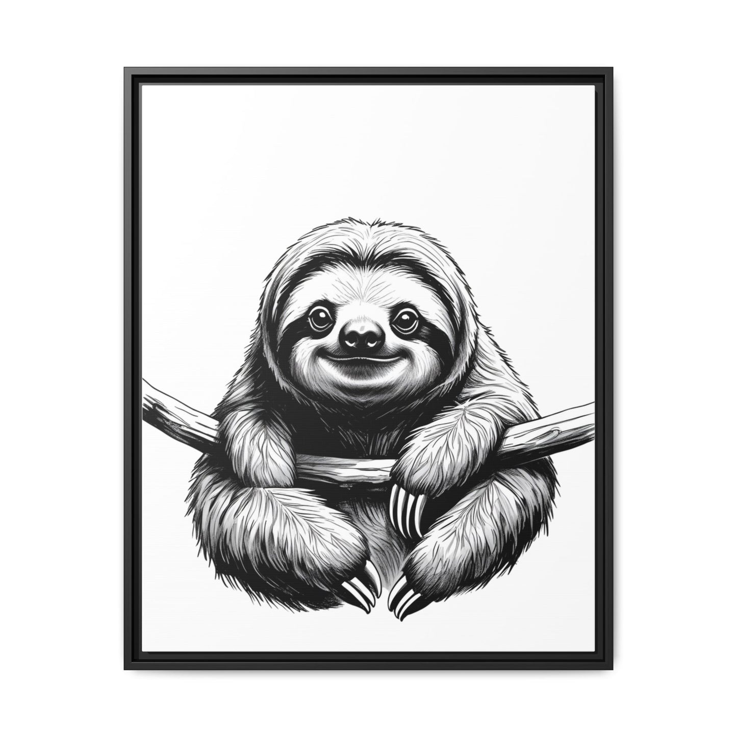 Adorable Sloth Hanging from Tree Branch Black & White Animal Wall Art, Cute Sloth Print, Jungle Theme Nursery Decor, Baby Shower Gift