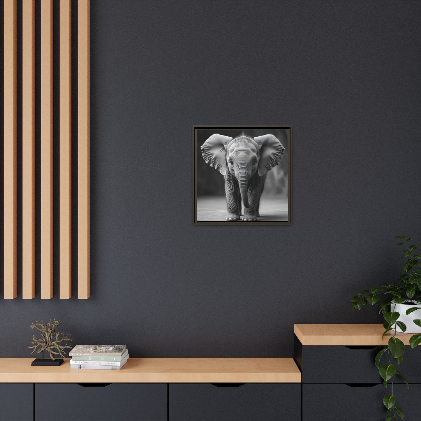 Adorable Baby Elephant Wall Art Black & White Wildlife Photography Print, Cute Safari Animal Home Decor, Elephant Lover Gift