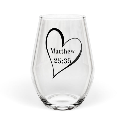 Bible Verse Wine Glass | Matthew 25:35 Christian Gift