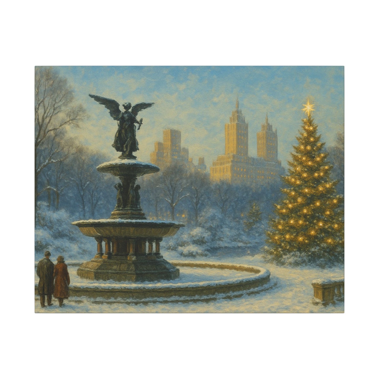 Vintage Christmas's Canvas, Bethesda Terrace Christmas Canvas Print, Central Park NYC  Art