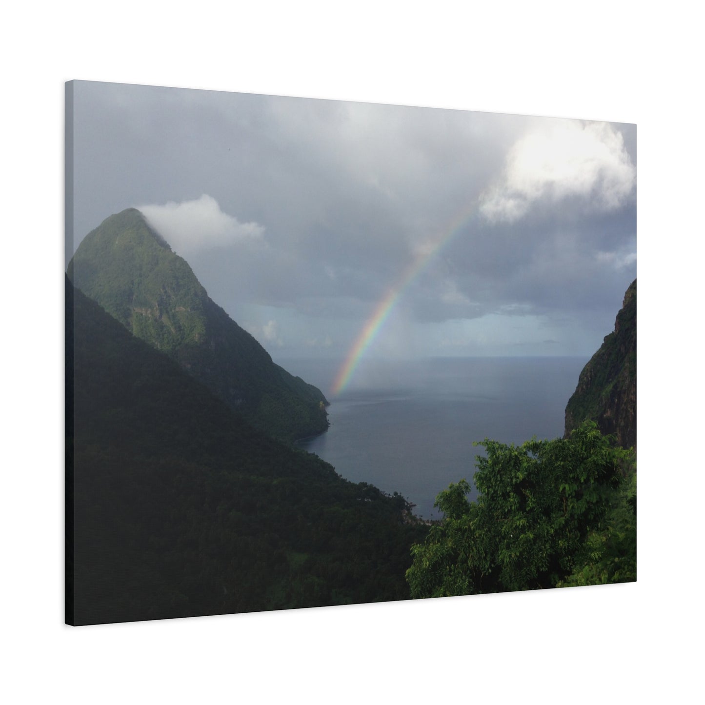 St. Lucia Pitons Rainbow Canvas Art | Caribbean Landscape Photography