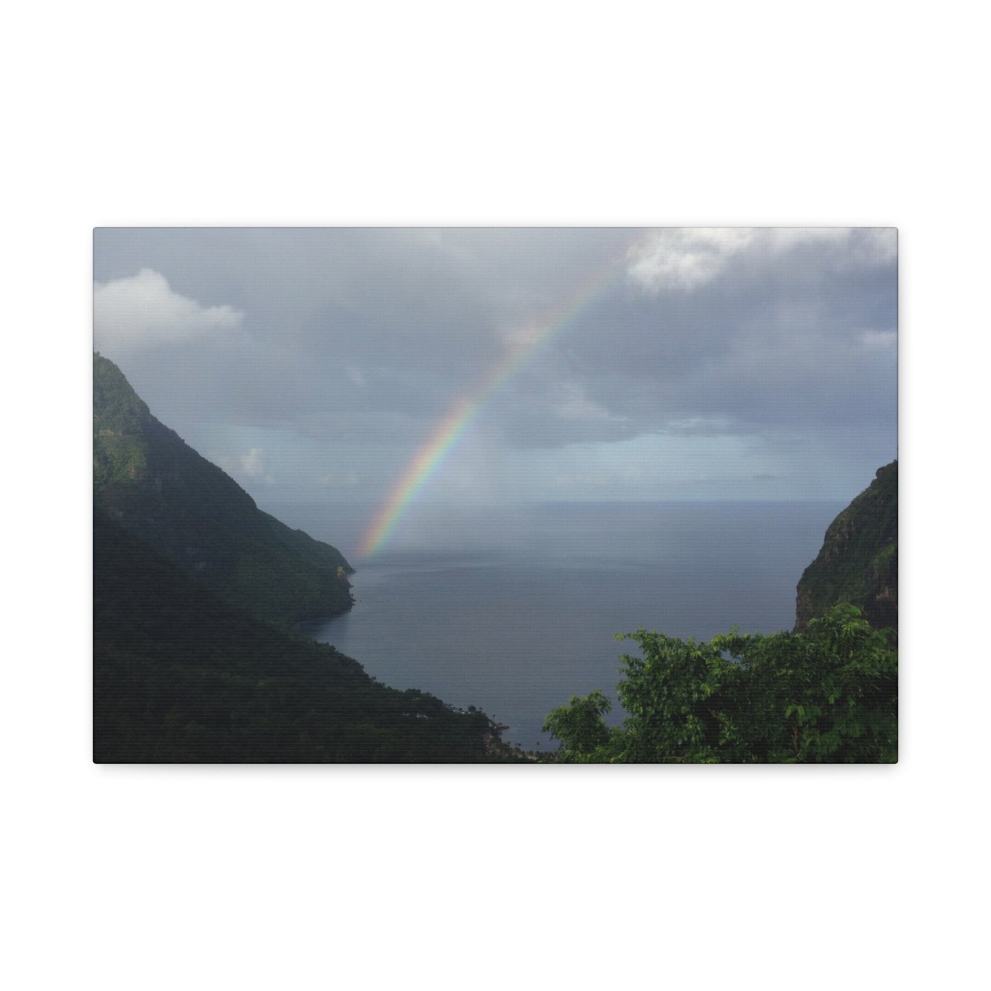 St. Lucia Pitons Rainbow Canvas Art | Caribbean Landscape Photography